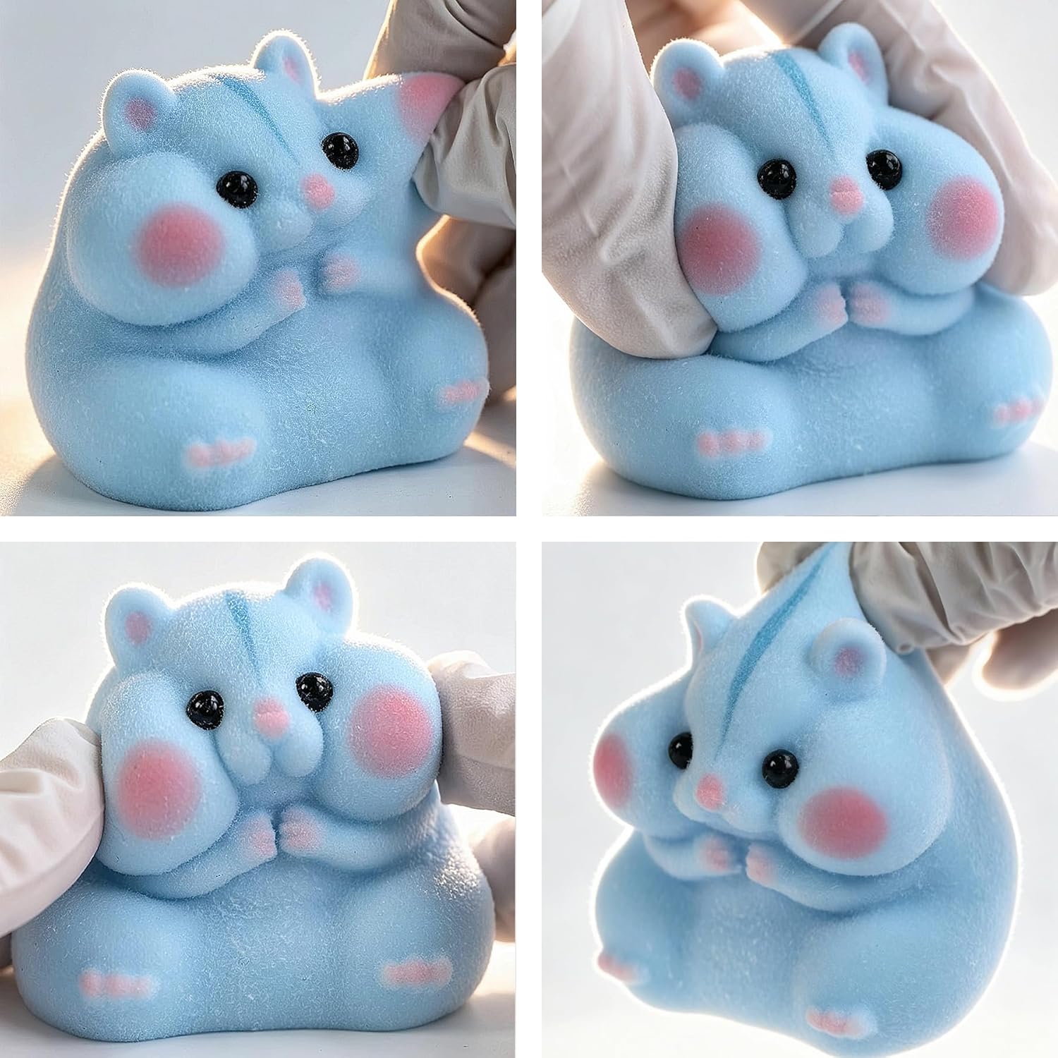 Handmade Taba Squishy Hamster Toy, Cute Squishy Hamster Fidget Toy, Realistic Hamster Toy, Soft Silicone Mochi Furry Toy, Stress Relief Gift for Adults & Kids, Sensory Anxiety Plushie (Blue) - Image 2