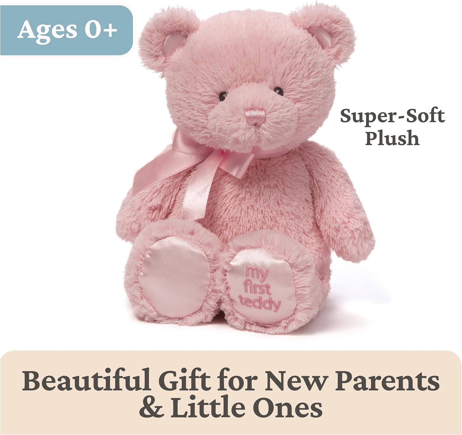 Baby GUND My First Teddy Bear, Ultra Soft Animal Plush Toy for Babies and Newborns, Pink, 10” - Image 3