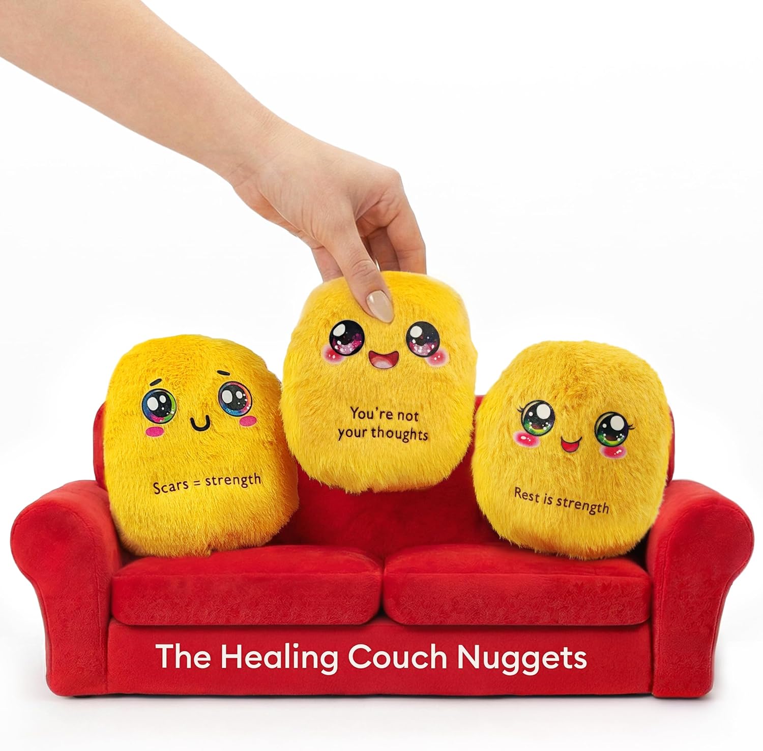 Healing Couch Nuggets, Emotional Support Nuggets Plush Set for Adults & Teens, Emotional Support Plushies Gift with Story Card & Gift Box, Meaningful Desk Decor for Overthinkers & People Pleasers - Image 2