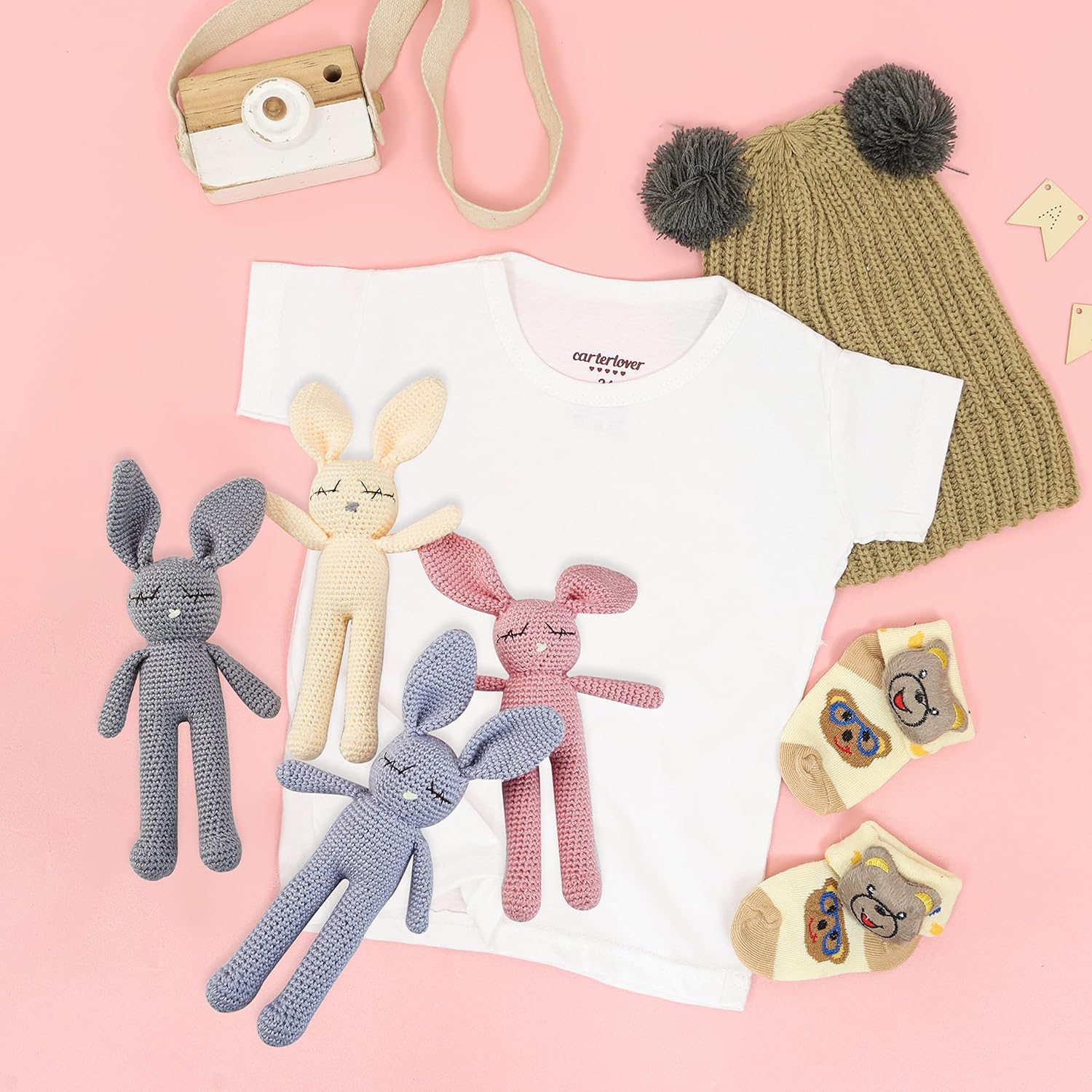 Moni's Choice Stuffed Plush Baby Crochet Bunny Rabbit Easter Gifts Handmade Stuffed Animal Hand-Knit Doll Granddaughter Grandson Lovey Sleep Toy Newborn(Grey) - Image 6