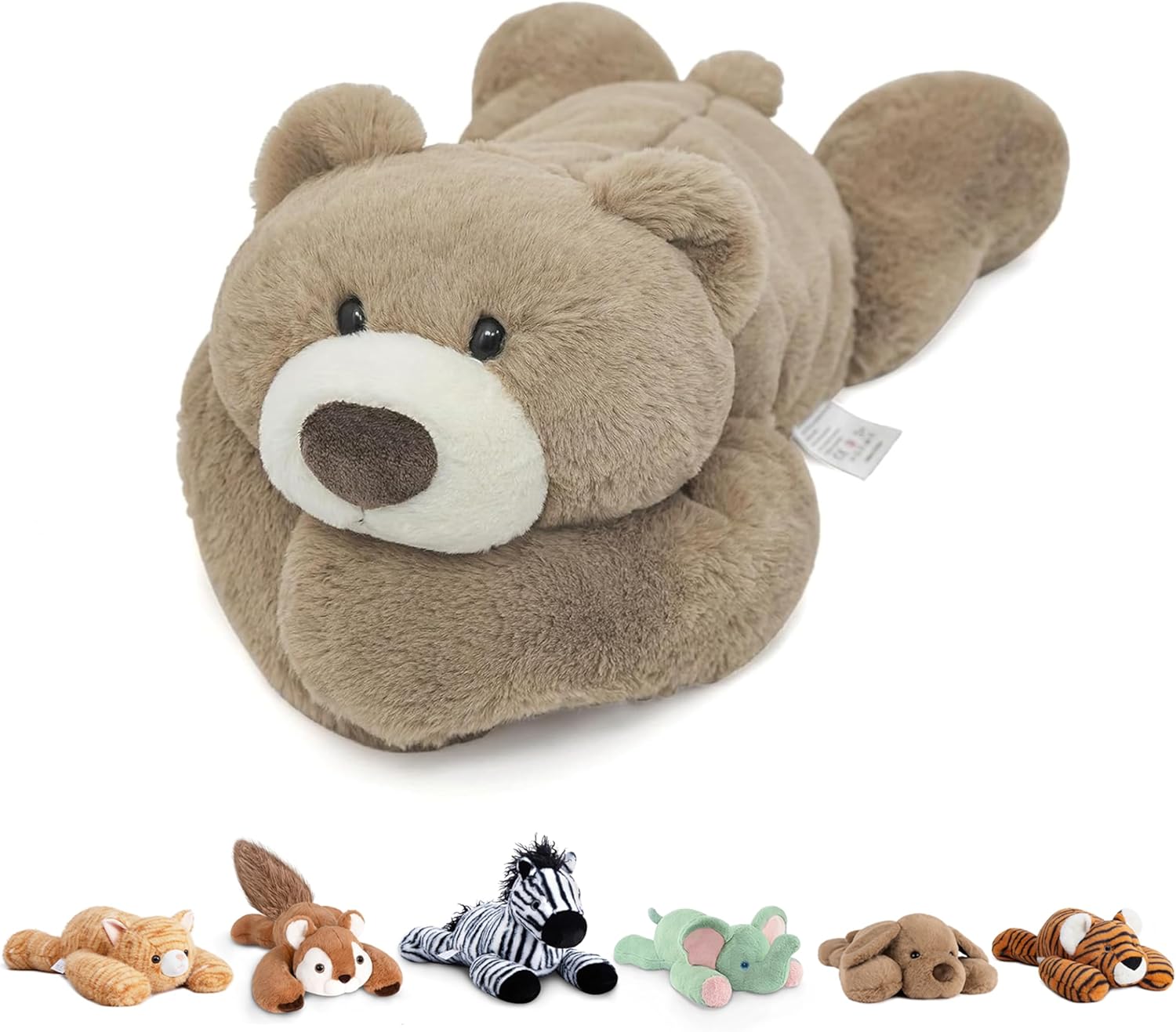 Niuniu Daddy 20" 3.3 lb Weighted Bear Stuffed Animal for Adults Kids, Giant Large Lying Teddy Bear Plush Toy, Soft Brown Bear Body Pillow for Sleeping, Gift for Christmas Birthday Holidays