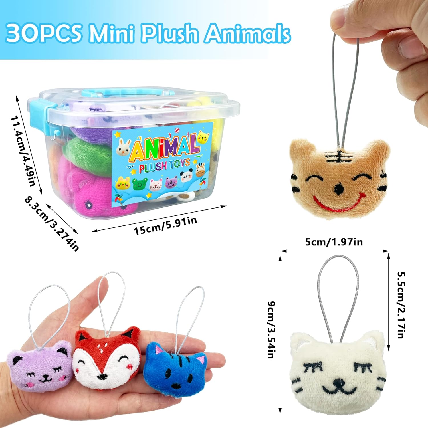 32 PCS Mini Plush Animals Toy Set Stuffed Keychain Party Favors with Packaging Box Small Animals Decorations for Easter Christmas and More - Image 2