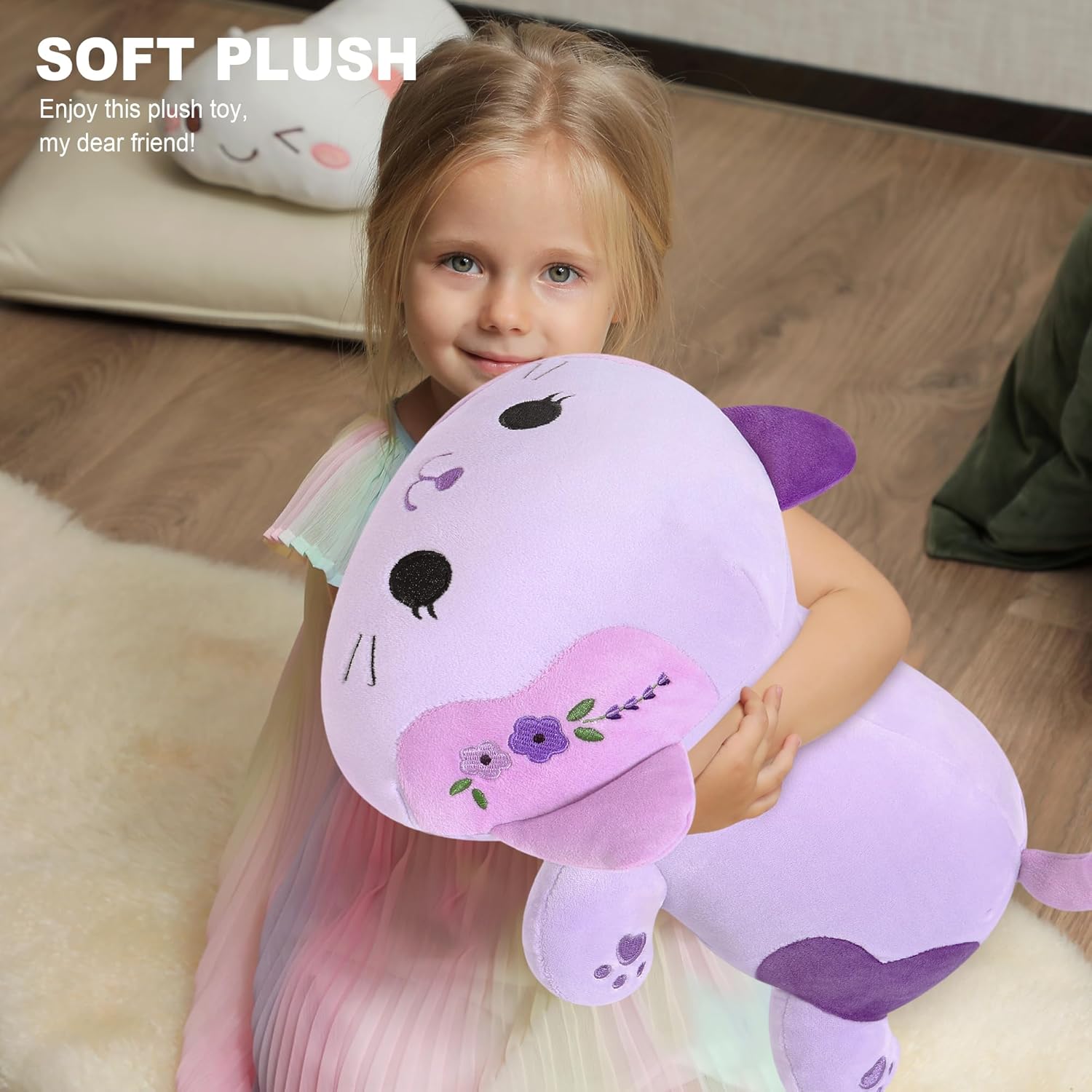 Onsoyours Original Lavender Cat Plush 20 Inch Kitty Plushies Toy Kitten Stuffed Animal Soft Pillow Kawaii Plushie Gift for Kids & Adults (Lavender Cat,20") - Image 7