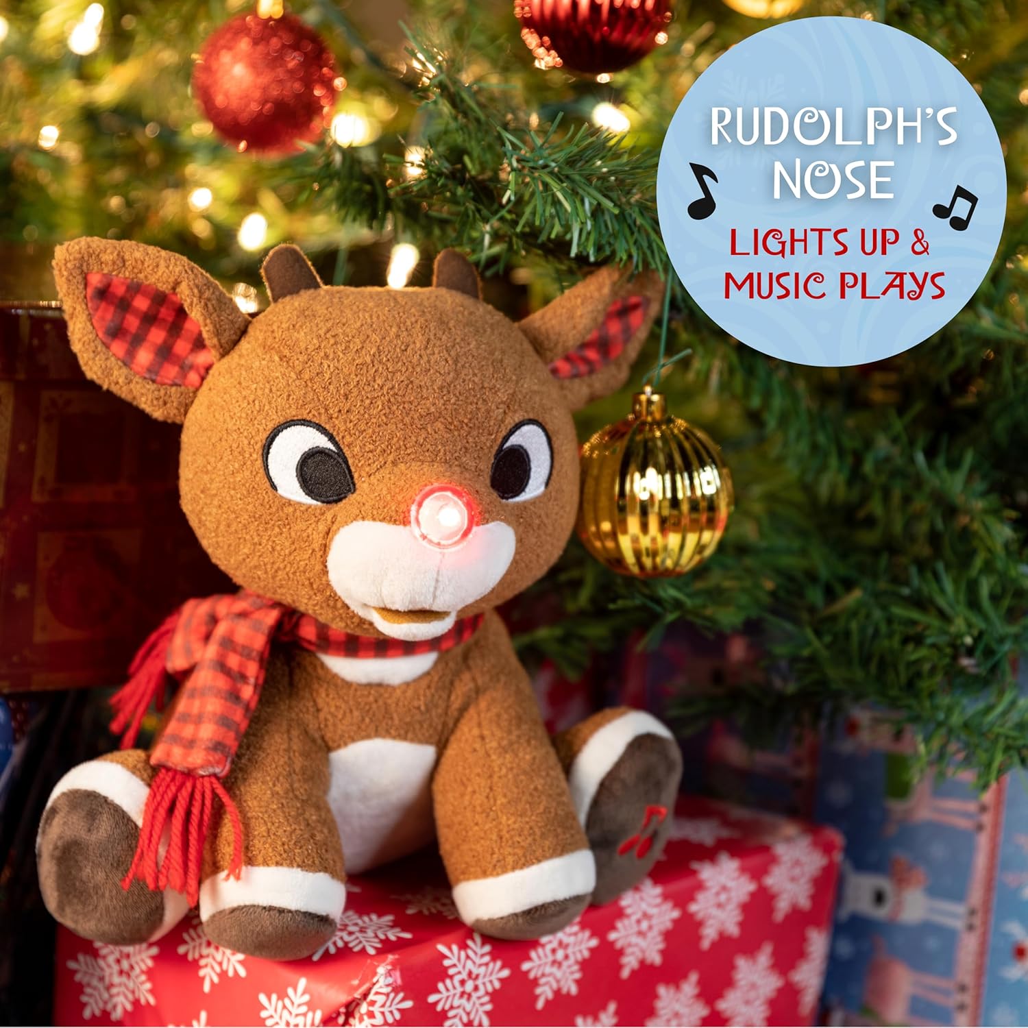 Rudolph the Red - Nosed Reindeer - Stuffed Animal Plush Toy with Music & Lights - Image 2