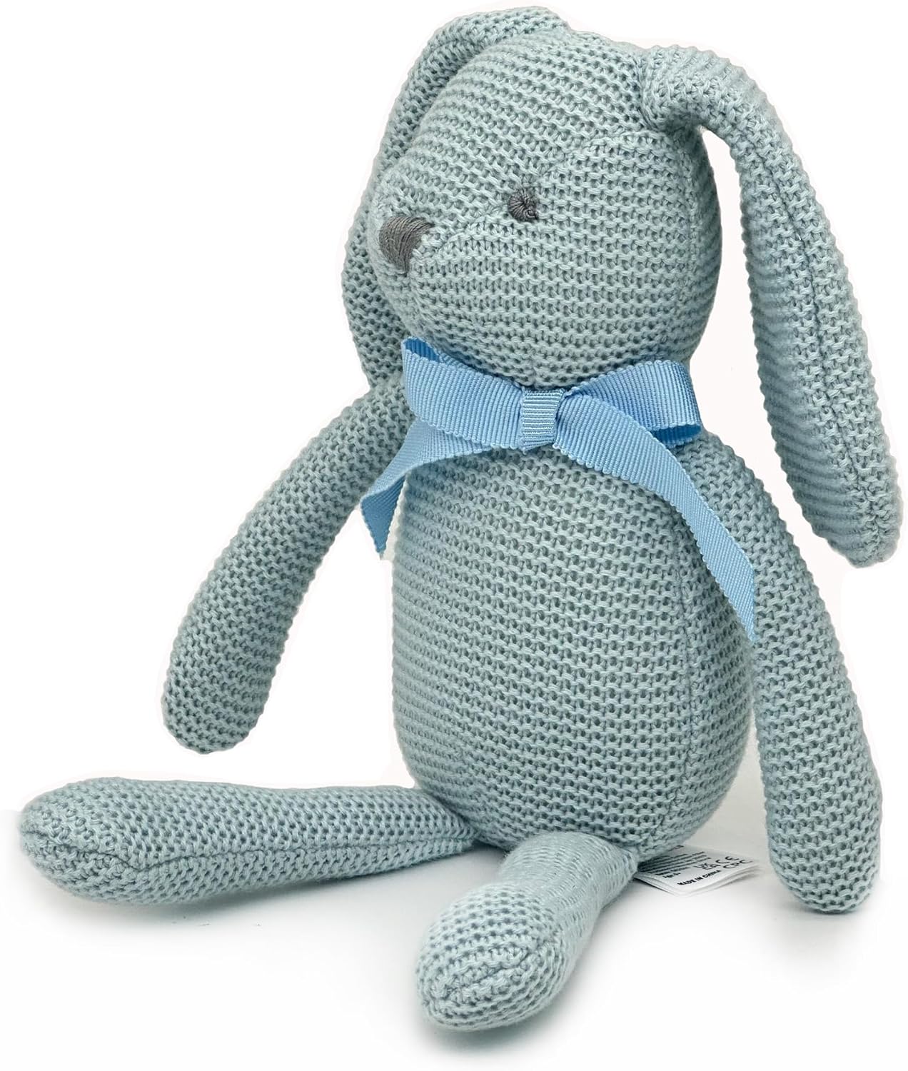 FLUFFYFUN 100% Organic Cotton Blue Bunny Rabbit Plush, 7.1" Baby Stuffed Animal for Newborn - Image 5