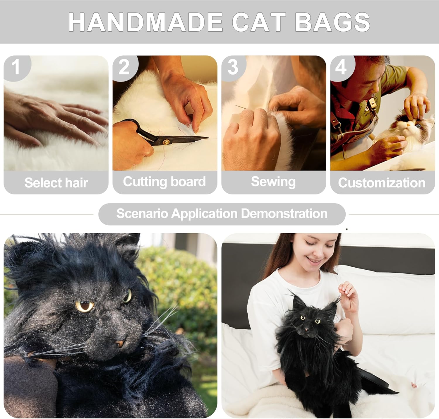 Chongker Cat Shaped Backpack - Handcrafted Stuffed Animals Plush Bag with Adjustable Shoulder, Crossbody, and Handbag Straps (MaineCoon Cat) - Image 7