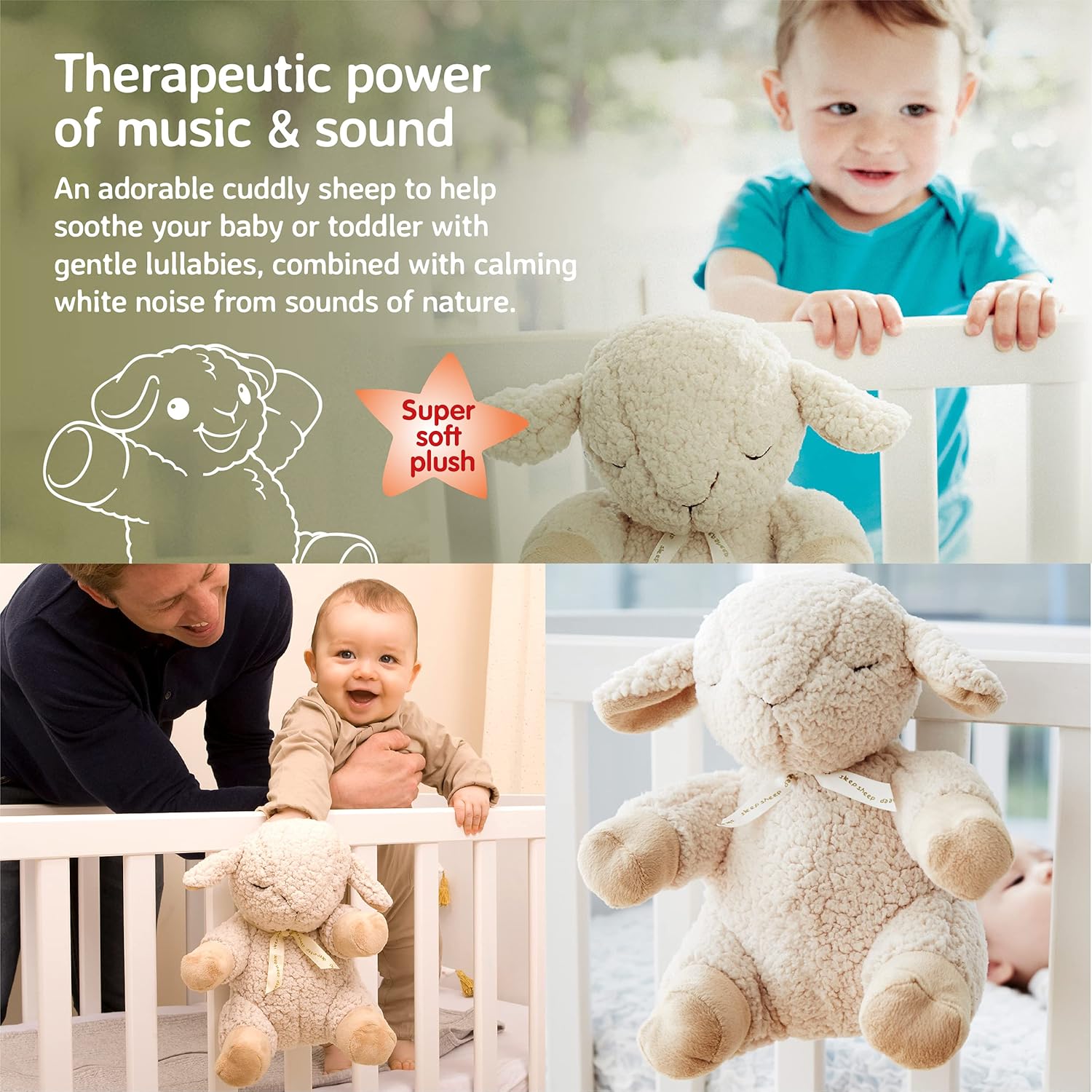 Cloud b Sound Machine with White Noise Soothing Sounds | Cuddly Stuffed Animal | Adjustable Settings and Auto-Shutoff | Sleep Sheep - Image 3