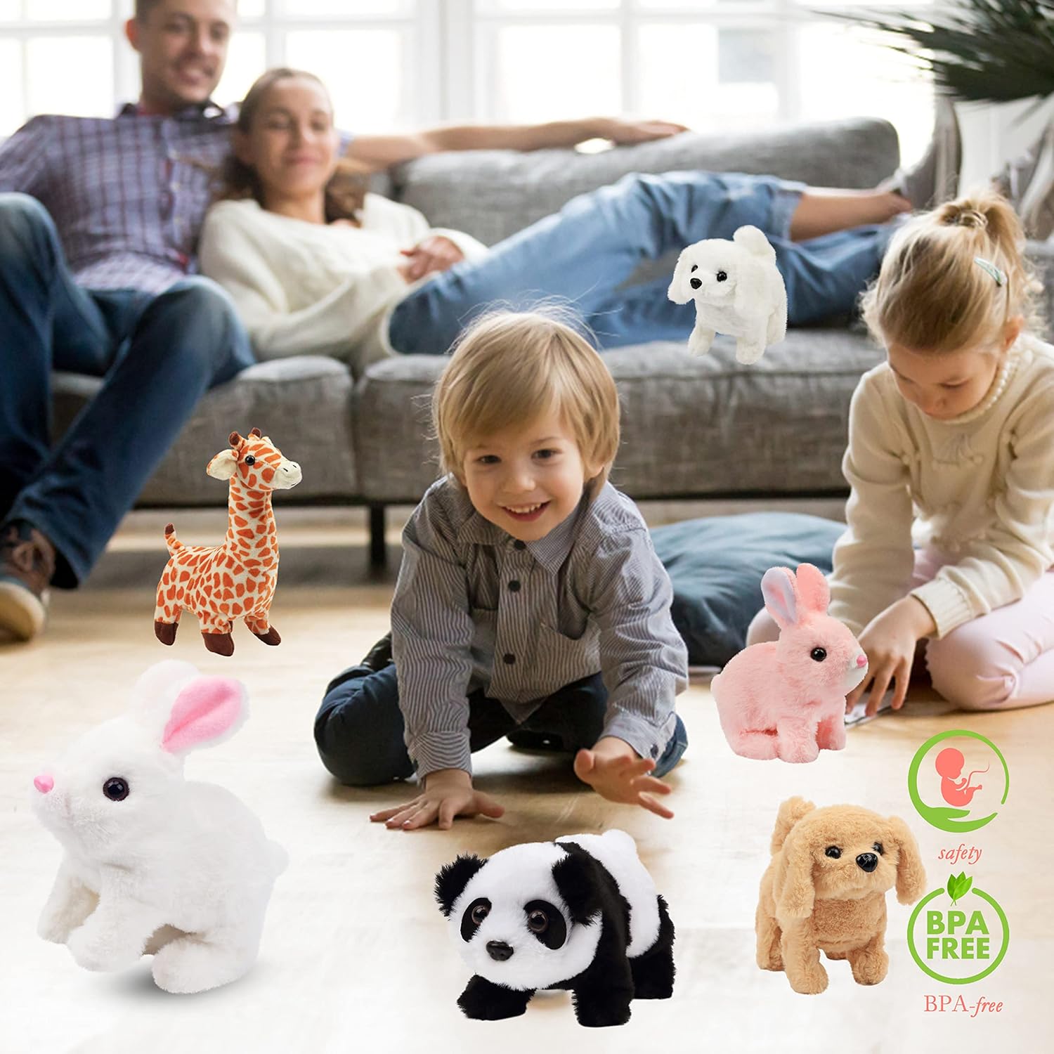 Hopearl Walking Dog Golden Retriever Interactive Electronic Pet Plush Toy Puppy Woof and Moving Animated Nodding Head Gifts for Toddlers Birthday, Brown, 7'' - Image 7