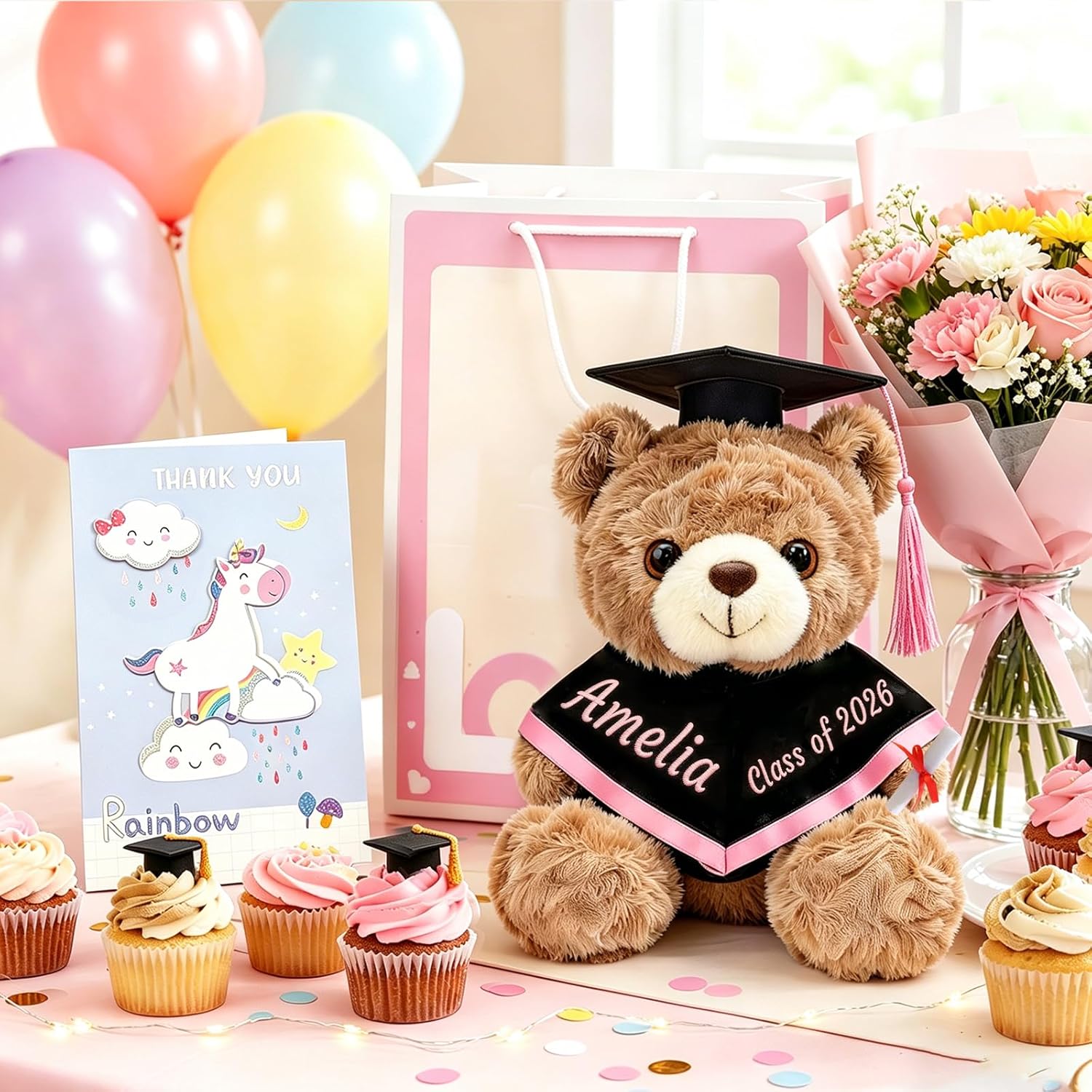 OELTTG 10'' Personalized Graduation Teddy Bear Gifts 2026 - Custom Name & Text, Graduation Gift for Her/Him, Kindergarten, High School & College Graduation Plush Bear with Cap & Diploma - Image 4