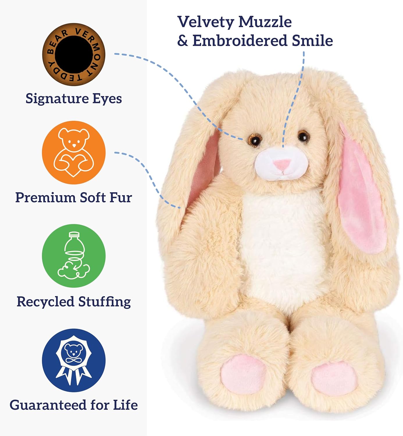 Vermont Teddy Bear Easter Bunny Plush 18 Inch | Soft Plushies and Bunny Toys for Kids and Adults | Buddy Collection Cuddly Stuffed Bunny | Emotional Support Plush for Comfort and Gifting - Image 5