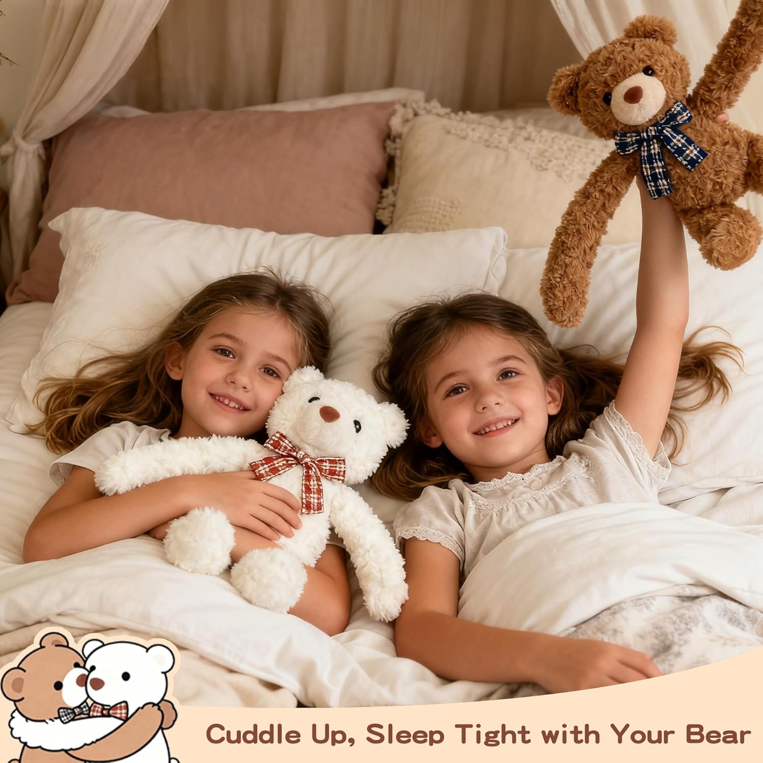 Hugging Teddy Bears, Two Hugging Teddy Bears Stuffed Animals for Couple Girlfriend Girls Kids with Paw Hook and Loop, Soft Plush Toys Companion Gifts for Valentines Birthday Christmas Room Home Decor - Image 4