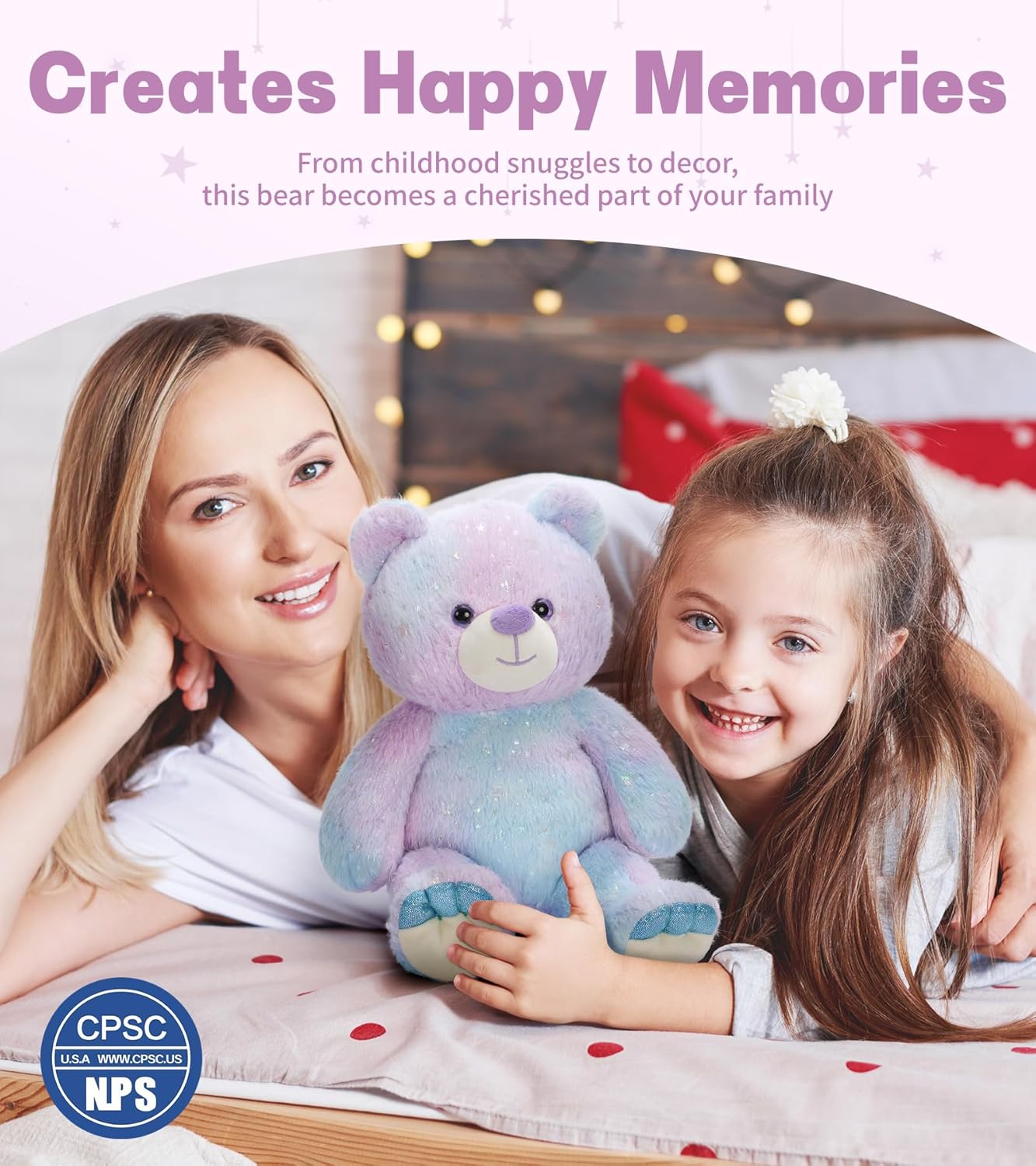 Tezituor Stuffed Teddy Bear,Rainbow Bear Plush Toys,13.78in Cute Cozy Bears Stuffed Animal, Valentines Bear Plushies,Stuffies for Girlfriend,Kids,Christmas,Birthday Gifts,Huggable (Blue Purple) - Image 2