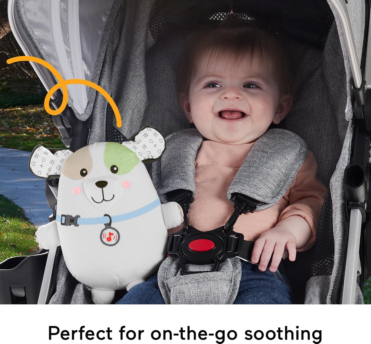 Fisher-Price Baby Toy Calming Vibes Puppy Soother Plush Portable Sound Machine with Vibrations for Newborns 0+ Months - Image 4