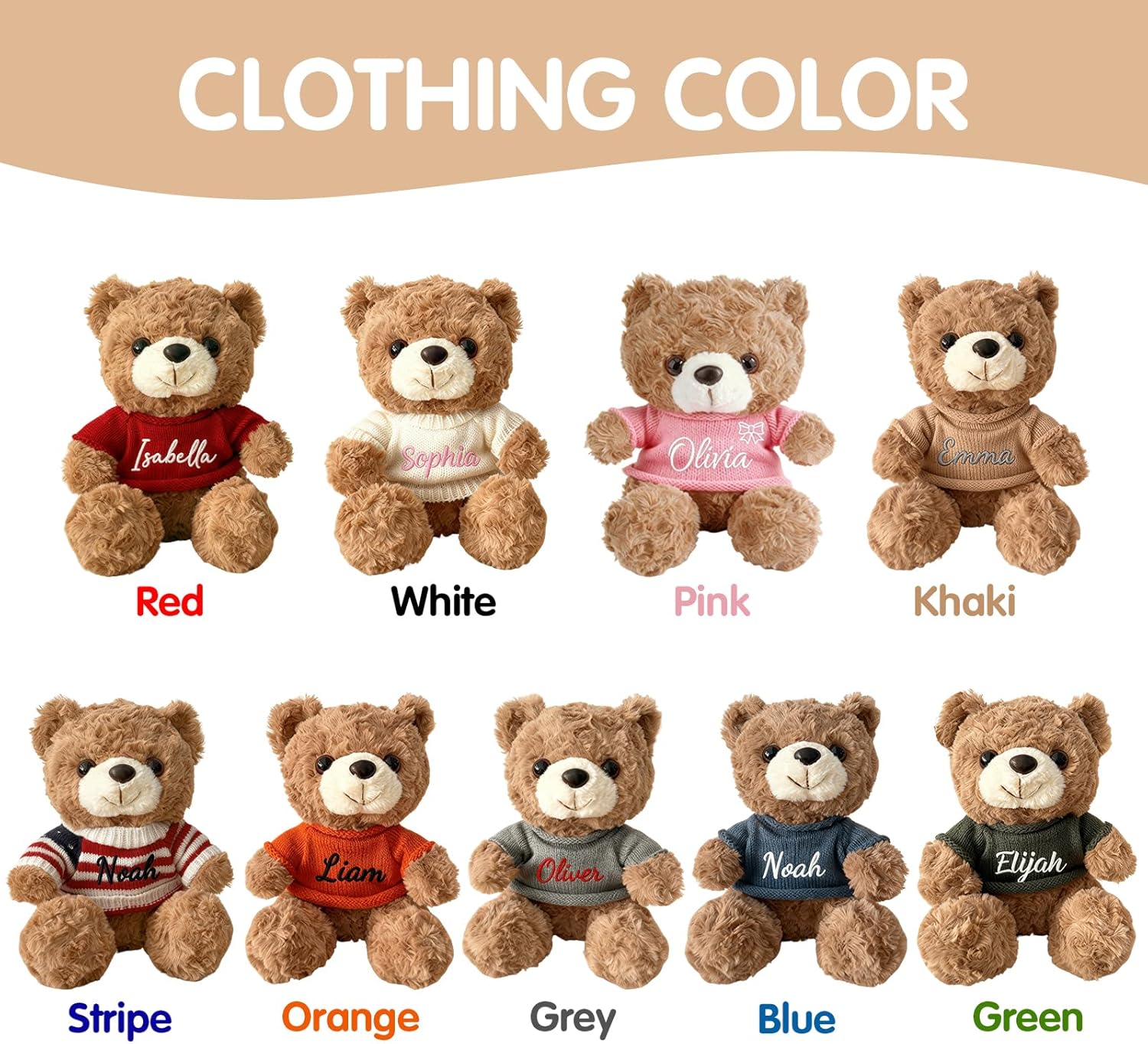 Rryoumisun Personalized Teddy Bear 12" with Embroidered Name, 1st Birthday Gift for Girls and Boys, Soft Stuffed Animal Gift for Birthday, Christmas for Her, Him, Kids, 8 Colors - Image 4