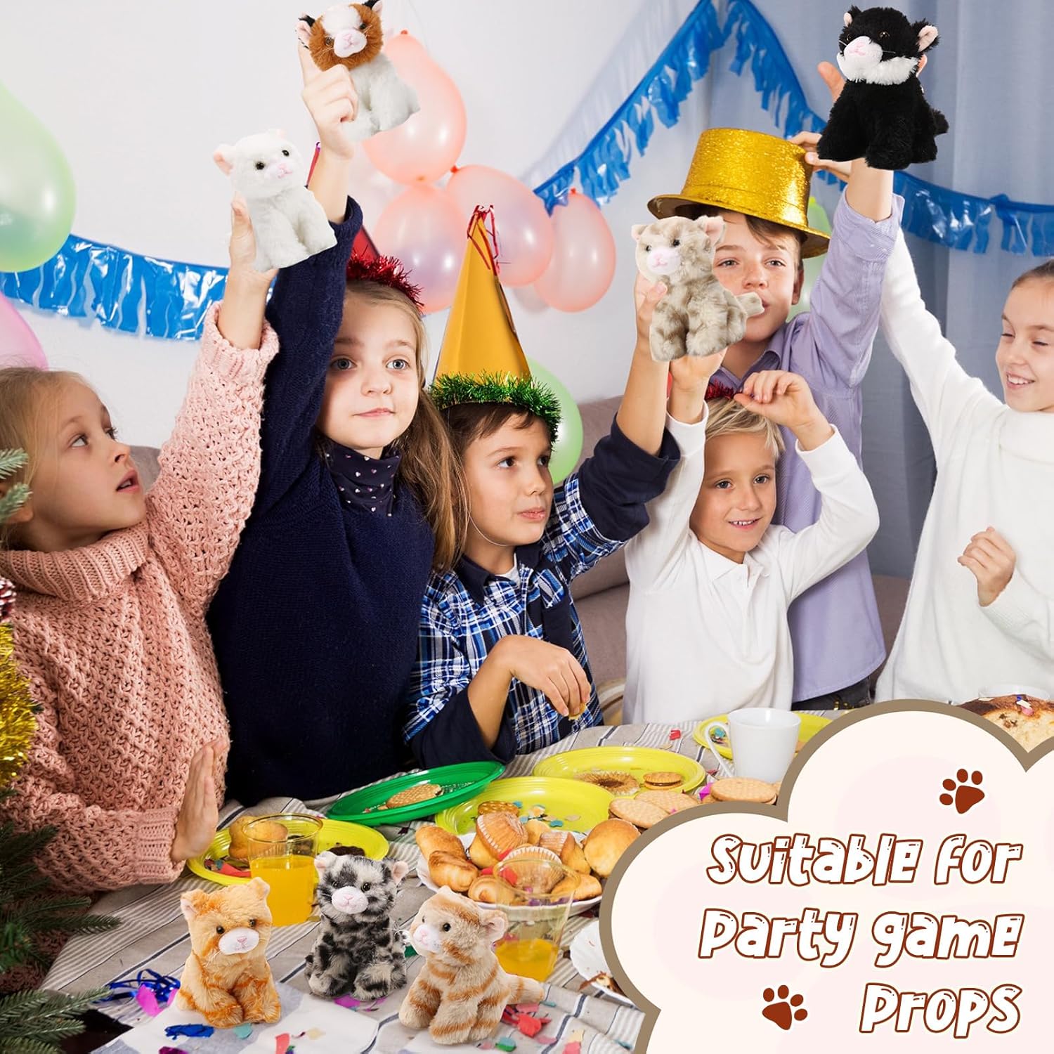 Lenwen 10 Pcs Cat Stuffed Animals Bulk Soft Cuddly Kitten Plush Sets Kittens Assorted Fluffy Stuffed Cats for Kiddos Birthday Gift Pet Party Favors Stuffers(Sitting Style) - Image 6