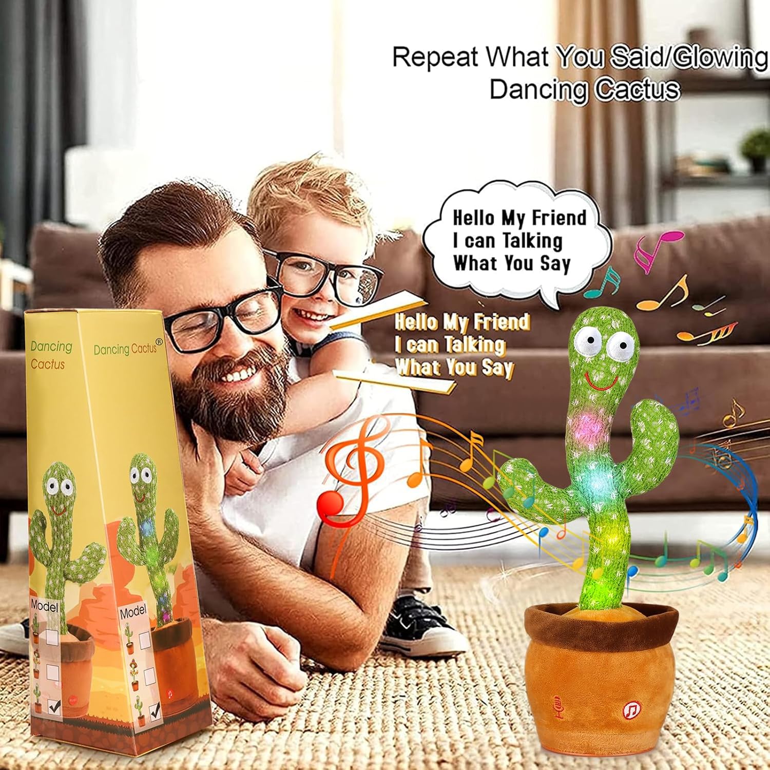 Emoin Talking Cactus Toy, Interactive Toys Dancing Cactus Toy Mimicking Repeating What You Say, Toddler Infant Baby Toys Gifts for 6 7 8 9 10 Month Old Baby Toys for 1 2 3 Year Old Boy Girl - Image 5
