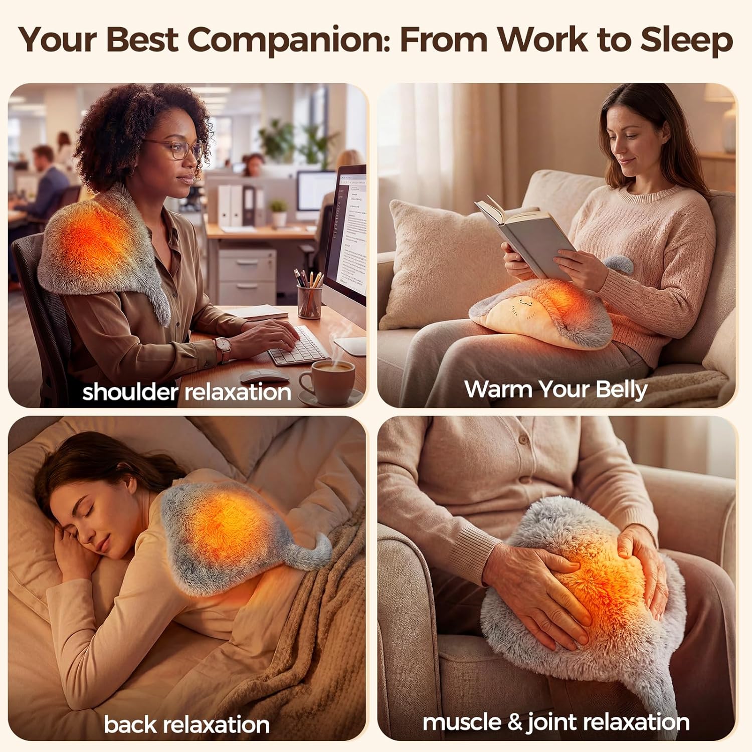 Mewaii Stingray Microwavable Unscented 1.6lbs Volcanic Rock Heating Pad 50-Minute Lasting Warmth Perfect Fit Heatable Stuffed Animals Plush for Period Cramps Menstruation Gifts for Girls Women - Image 4
