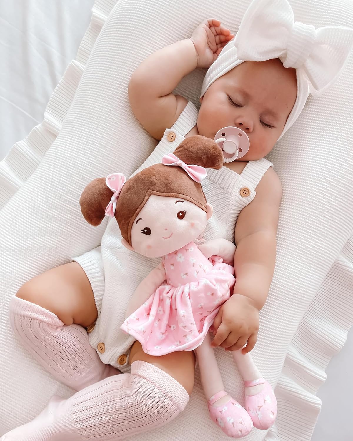 LeyaDoll Soft Baby Doll Toys (12''), My First Baby Rag Doll for 1 Year-Old Girl Birthday Gift, Christmas Plush Toys Gift for Toddler Kids Infants -FloraBelle(Pink) - Image 5