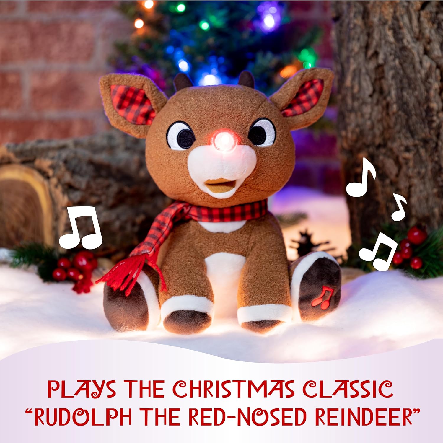 Rudolph the Red - Nosed Reindeer - Stuffed Animal Plush Toy with Music & Lights - Image 3