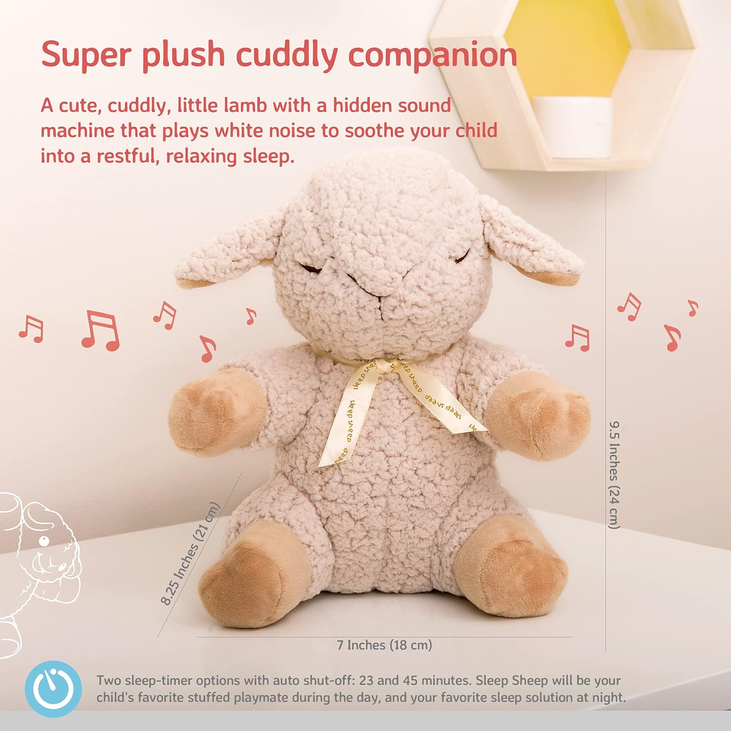 Cloud b Sound Machine with White Noise Soothing Sounds | Cuddly Stuffed Animal | Adjustable Settings and Auto-Shutoff | Sleep Sheep - Image 4