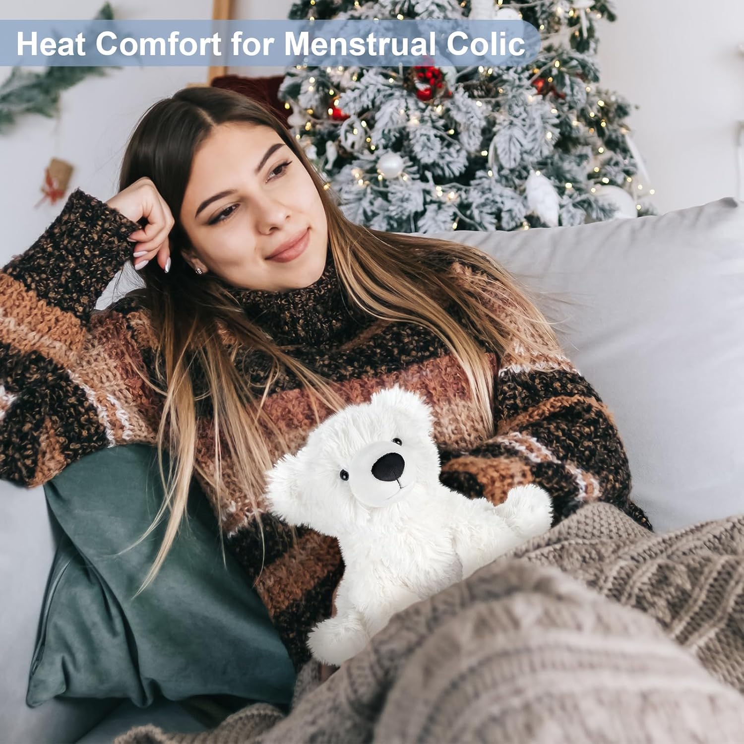 SuzziPals Warming Polar Bear Stuffed Animal, Microwavable Heating Pad for Soothing & Stress Relief, Stuffed Bears Plush Toys with Lavender Scent, Plushies White Bear Gifts Kids & Adults - Image 4