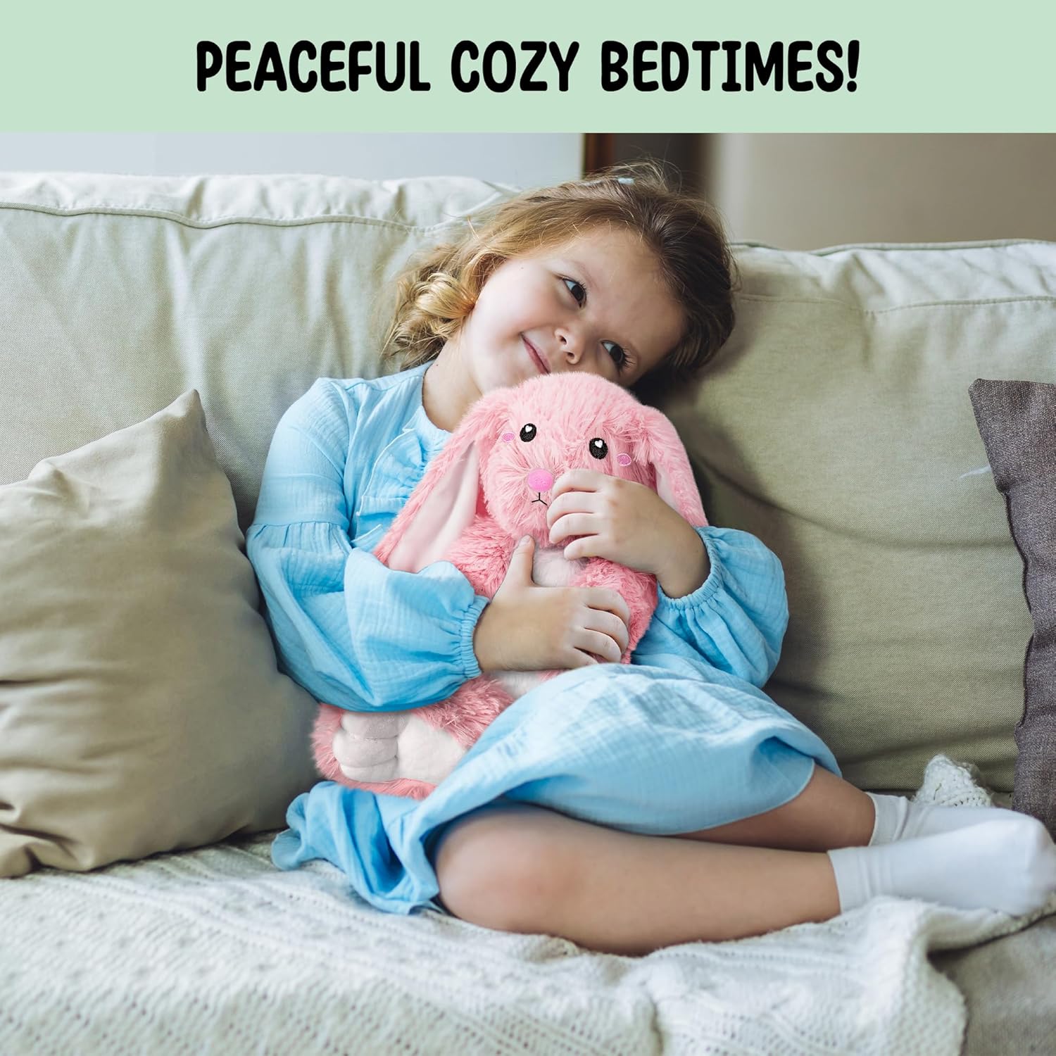 Bunny Microwavable Stuffed Animal – 1.5 lb Unscented Heating Pad Plush, Soft Cozy Bunny Toy for Relaxation and Comfort, Gift for Women, Girls, Adults & Kids by Happy Fuel, Pink - Image 7
