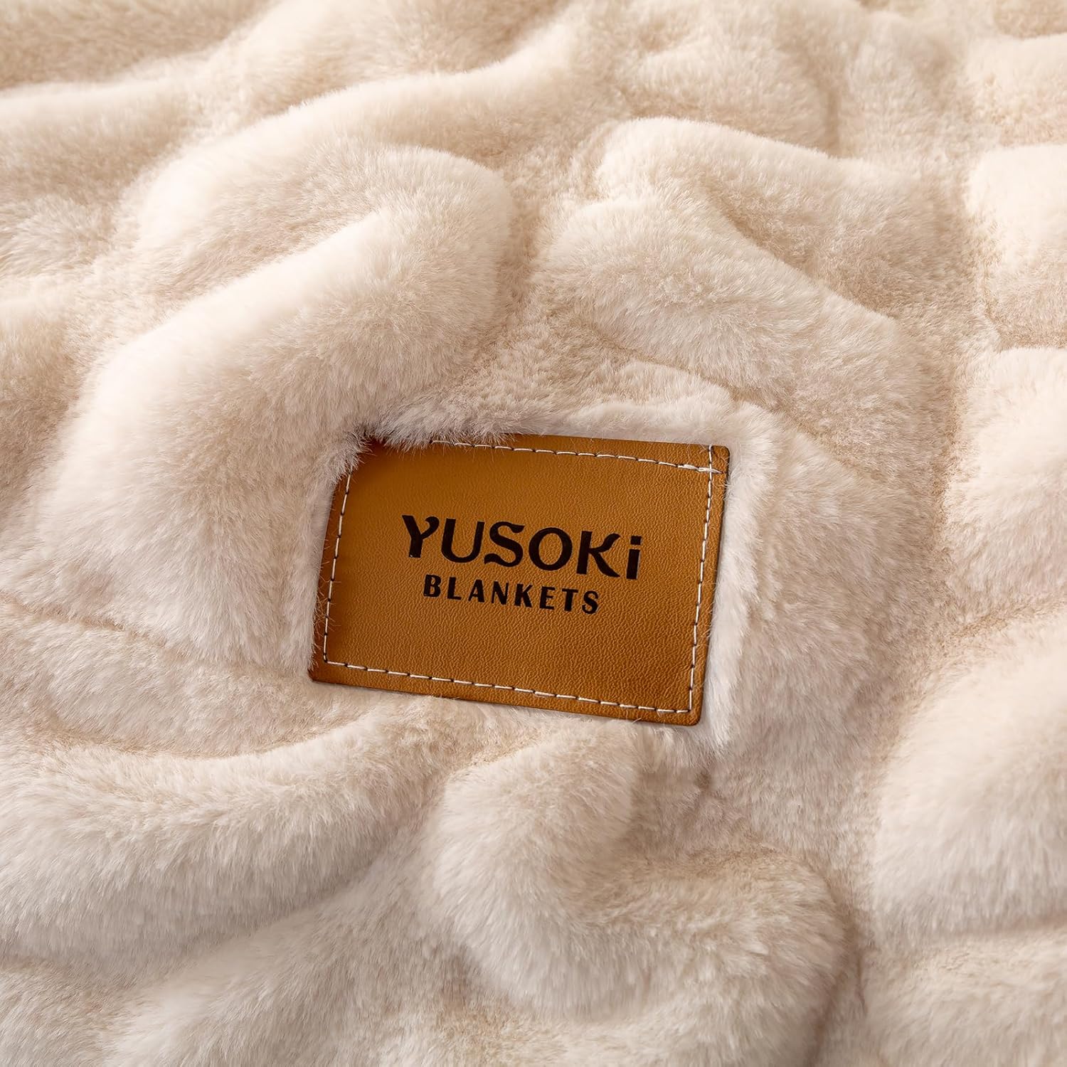 YUSOKI Luxury Double Side Faux Rabbit Fur Throw Blanket for Couch, Ultra Soft Fluffy Throw Gifts, Plush Thick Warm Luxury Decor Gifts for Home (Bright Cream, Medium (50 X 60 Inches)) - Image 7