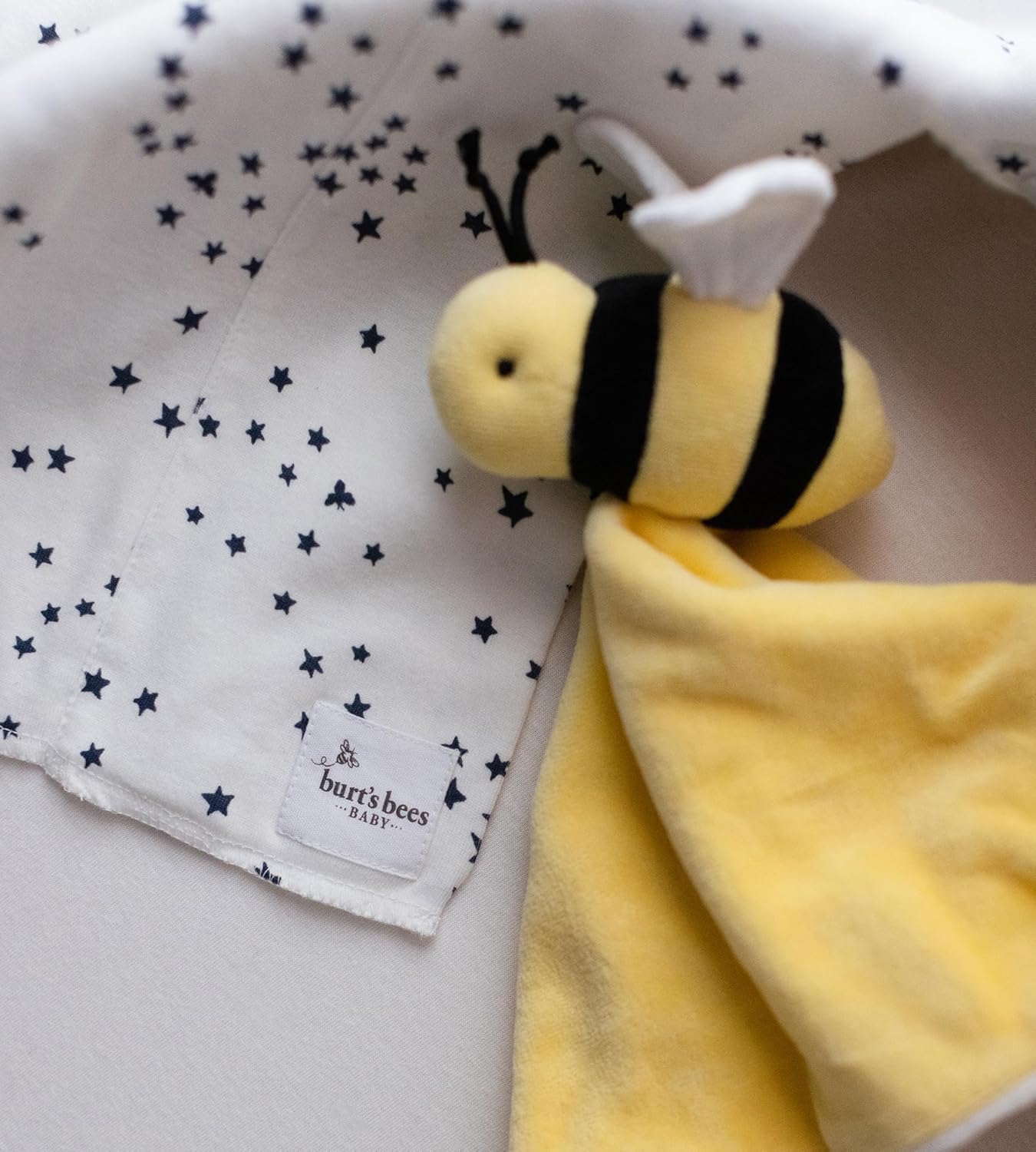 Burt's Bees Baby Baby Plush Toy Lovey, Hold Me Bee Stuffed Security Blanket, Infants Comfort Object, Made with Organic Velour Shell with Polyester, Sunshine Color, Size 12x12x3 Inches - Image 4