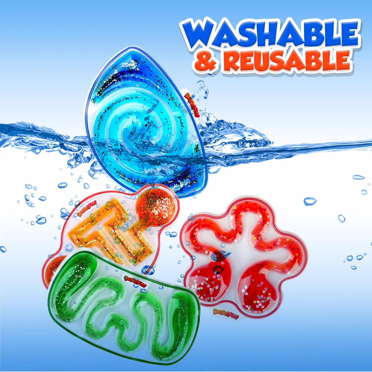 Squishy Sensory Toys for Kids - 4 Pack Fidget Toy Sensory Maze for Autism - Stress Relief Toys for Calm Down - Squeeze Fidget Toy Filled Goo, Glitter, Prizes for Kids Classroom, Goodie Bags Stuffers - Image 8
