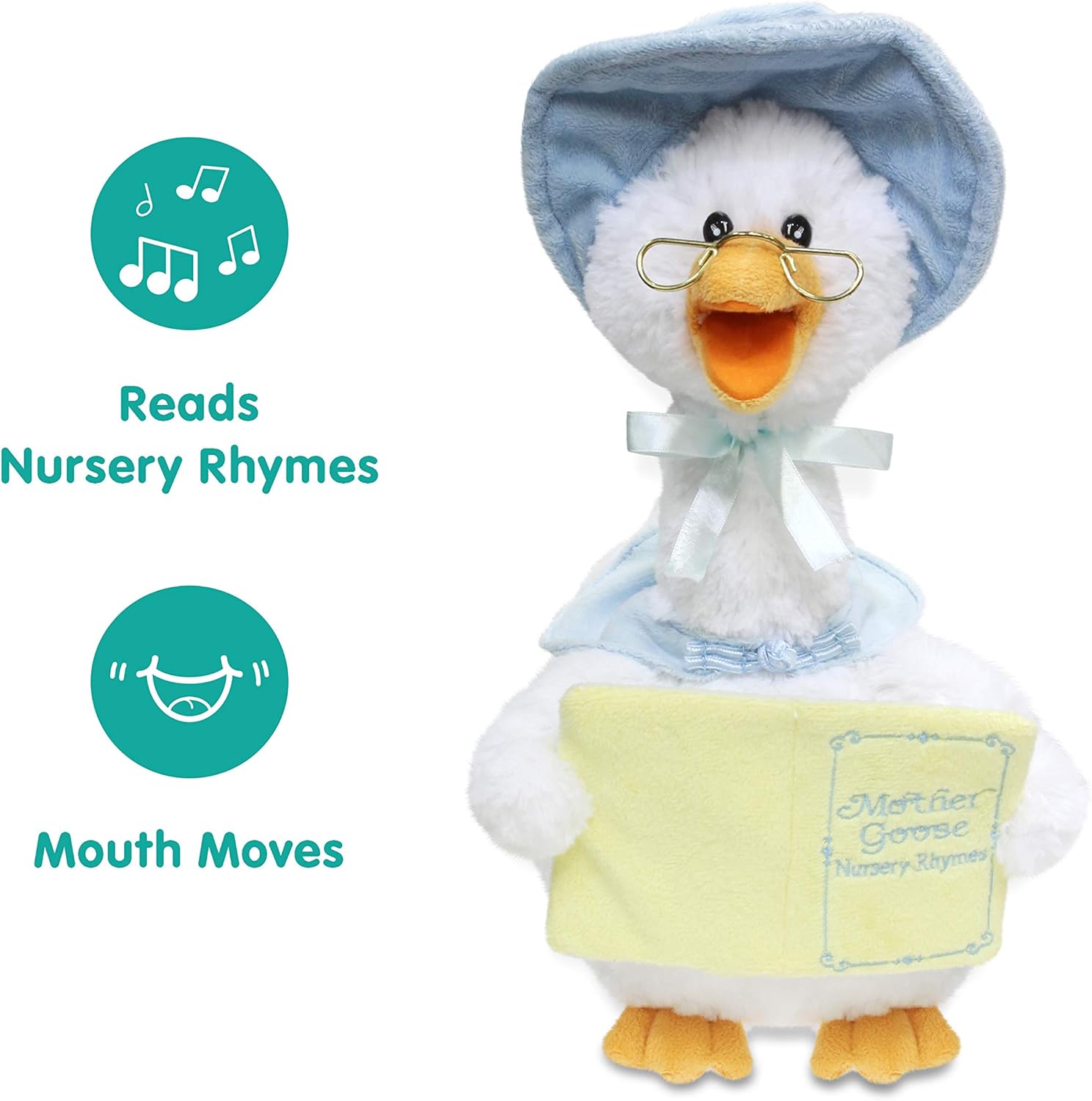 Cuddle Barn - Mother Goose Animated Stuffed Animal, Talking, Story-Telling Plush Toy for Kids, 14" - Image 2