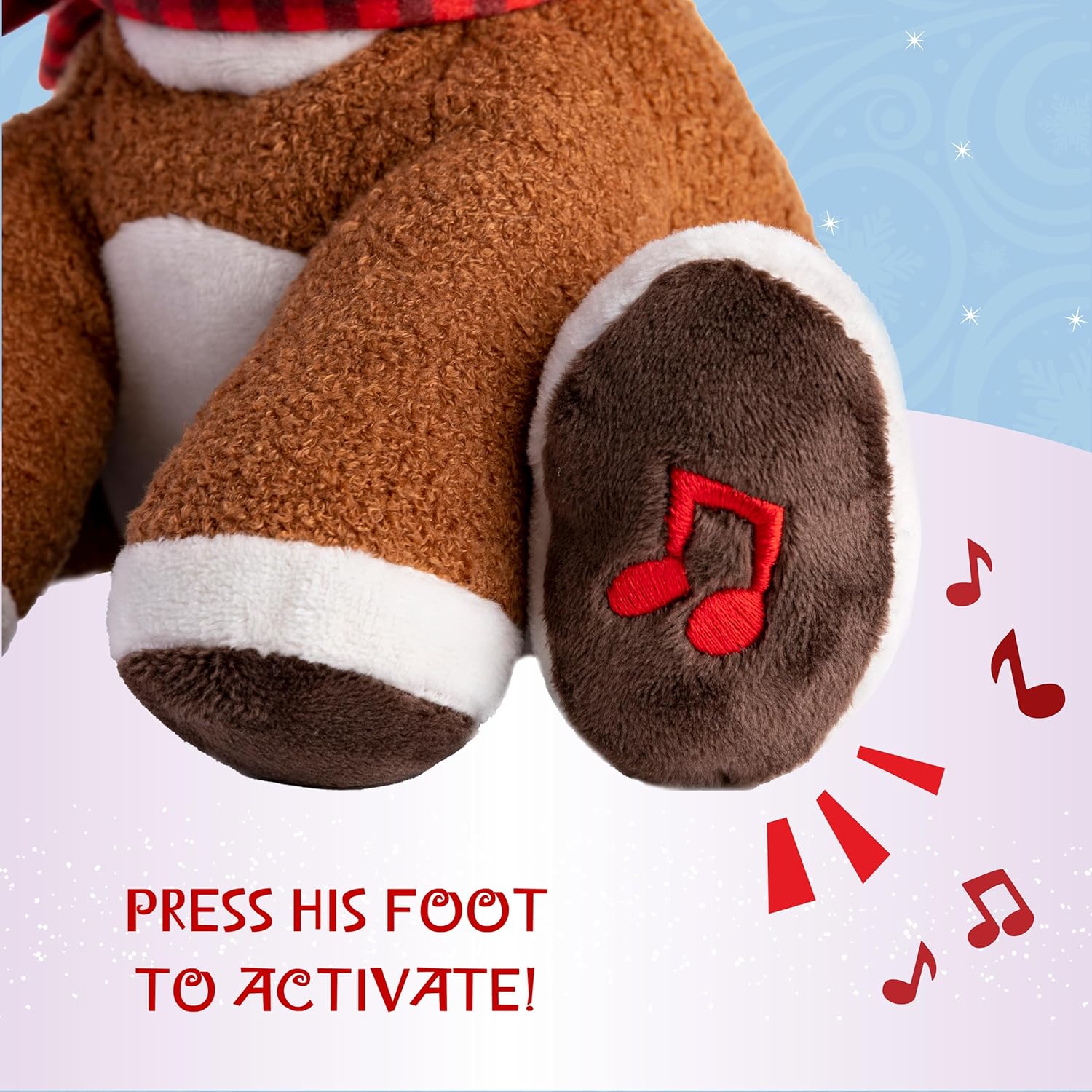 Rudolph the Red - Nosed Reindeer - Stuffed Animal Plush Toy with Music & Lights - Image 4
