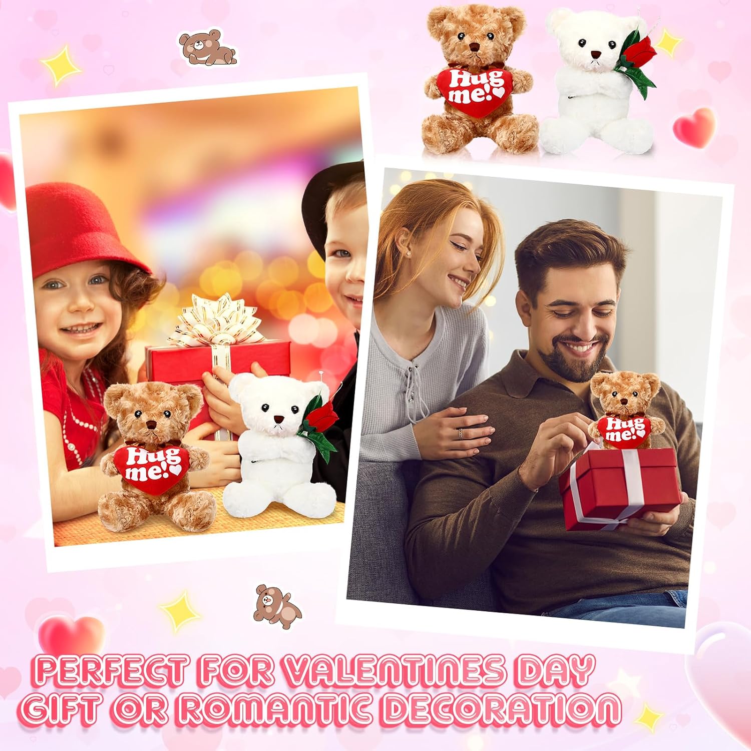 Hungdao 12 Pack Valentine's Day Bear Bulk 10 Inch Soft Valentine Stuffed Animals Cute Plush Bears Romantic Gift for Valentines Day Girlfriend Birthday Wedding Anniversary Decoration(Heart and Rose) - Image 6