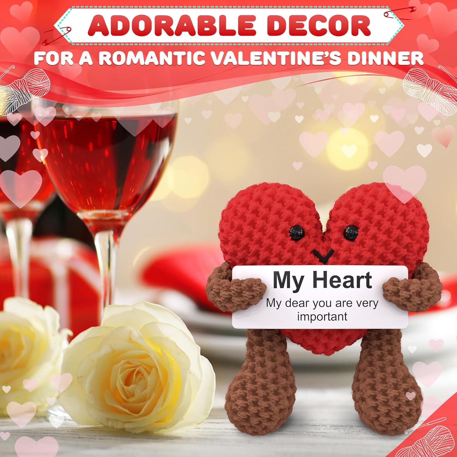 Reluen Heart Plush Gift for Her, Him - Mom Day Gifts Crochet Plushies Stuffed Hearts for Wife | Crochet Heart Soft Knitted Encouragement Support Keepsake for Girlfriends, Mother, Wife - Image 7