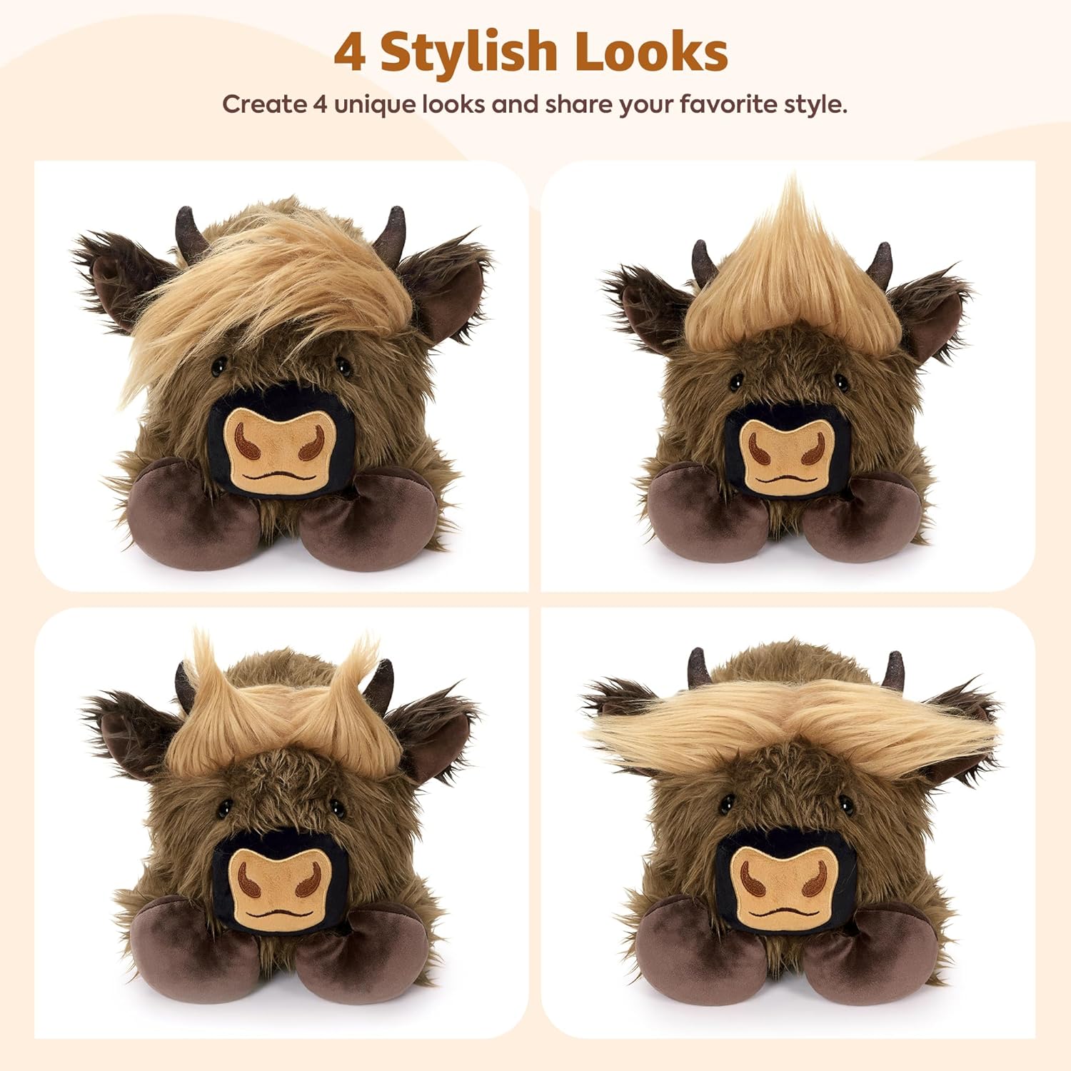 Onsoyours Original Weighted & Heatable Highland Cow Stuffed Animals, Microwavable Plushies for Stress Relief - 20 inch Large Comfort Soft Plush Toys for Kids & Adults - Image 6