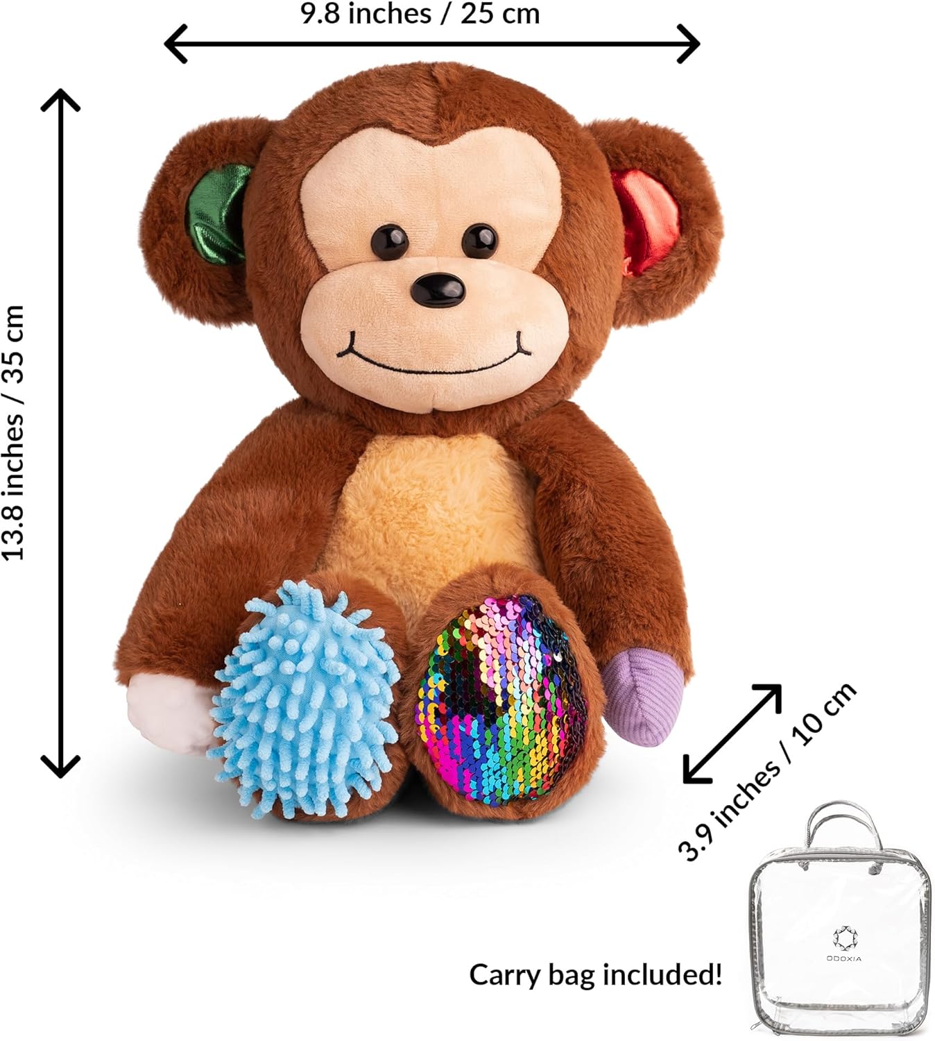 ODOXIA Sensory Monkey Stuffed Animal | Sensory Plush Toy | Fidget Stuffed Animal for Kids | Great for Sensory Needs | Sensory Stuffed Animals for Children | Sensory Pillow Plush - Image 6