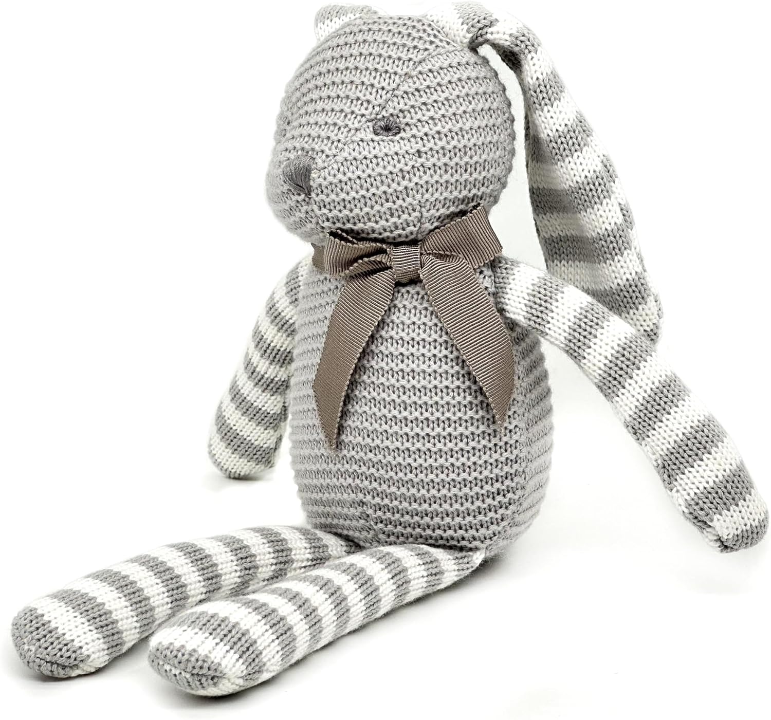 FLUFFYFUN 100% Organic Cotton Grey Bunny Rabbit Plush, 7.1" Baby Stuffed Animal for Newborn - Image 2