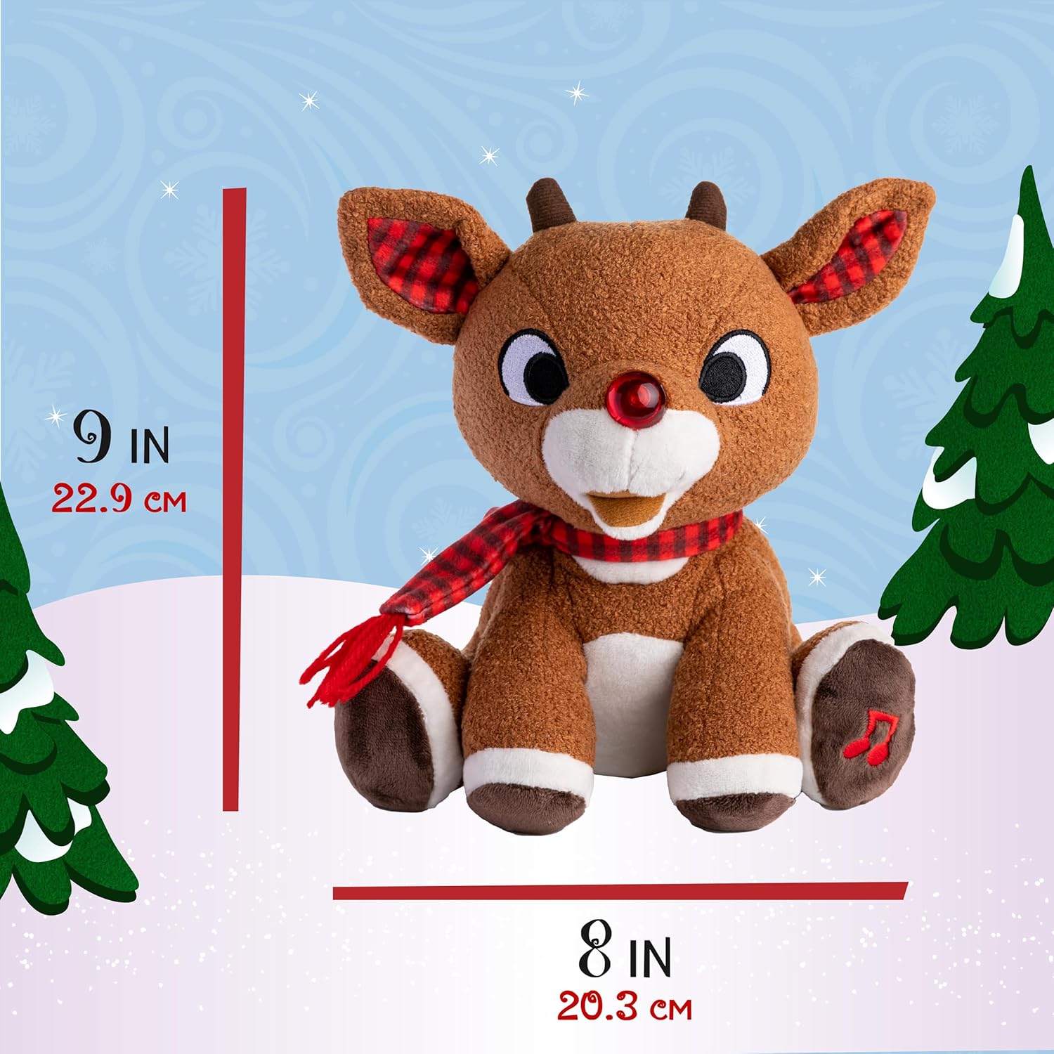 Rudolph the Red - Nosed Reindeer - Stuffed Animal Plush Toy with Music & Lights - Image 5