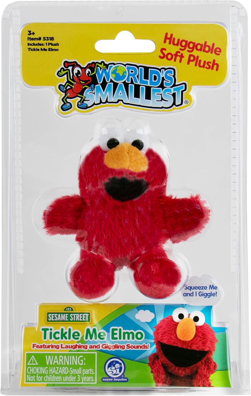World Smallest Tickle Me Elmo Plush Toy (1 pc.) – Pocket-Size Giggling Elmo with Keychain Clip – Perfect for Travel, Gifts & Stocking Stuffers - Image 3