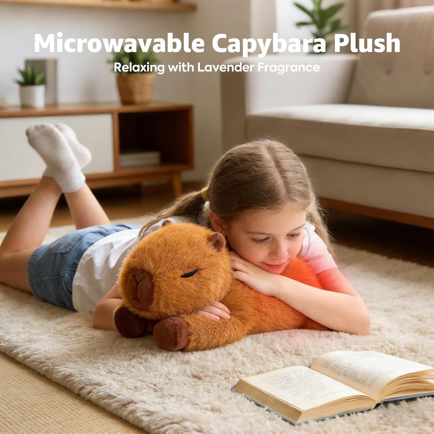 Onsoyours Original Capybara Microwavable Stuffed Animal, Heatable Lavender Scented Capybara Plush for Warmth & Stress Relief - Comfort Plushies Toys for Kids & Adults - Image 5