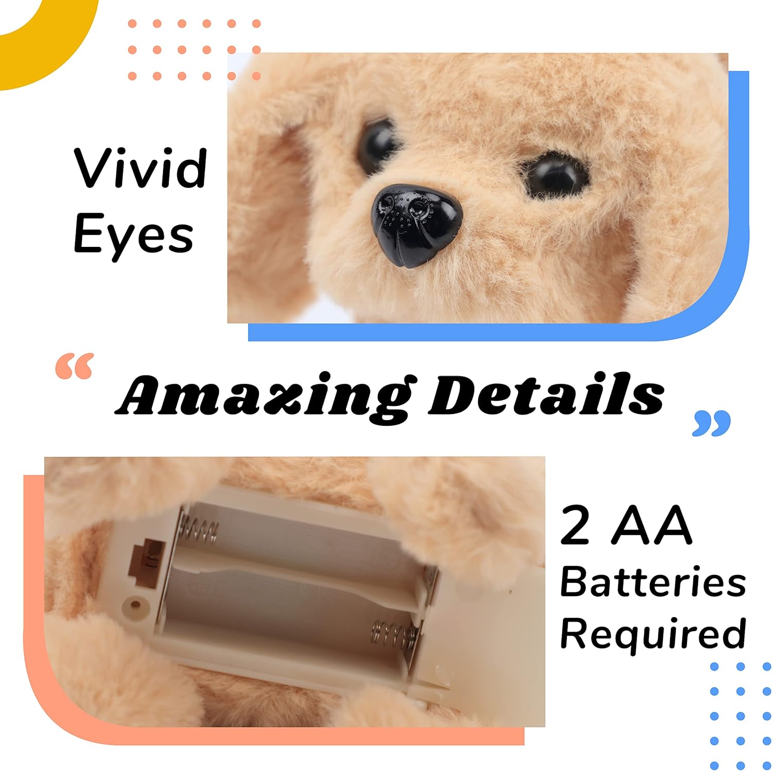 Hopearl Walking Dog Golden Retriever Interactive Electronic Pet Plush Toy Puppy Woof and Moving Animated Nodding Head Gifts for Toddlers Birthday, Brown, 7'' - Image 5