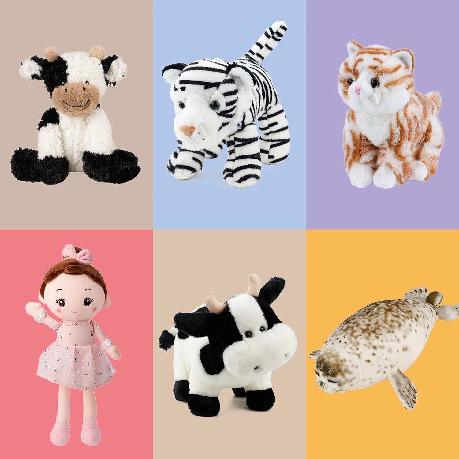 Hopearl Adorable Plush Cow Toy Floppy Dairy Cattle Soft Stuffed Animal Cute Birthday Gifts for Boys Girls Kids Toddlers, 9'' - Image 9
