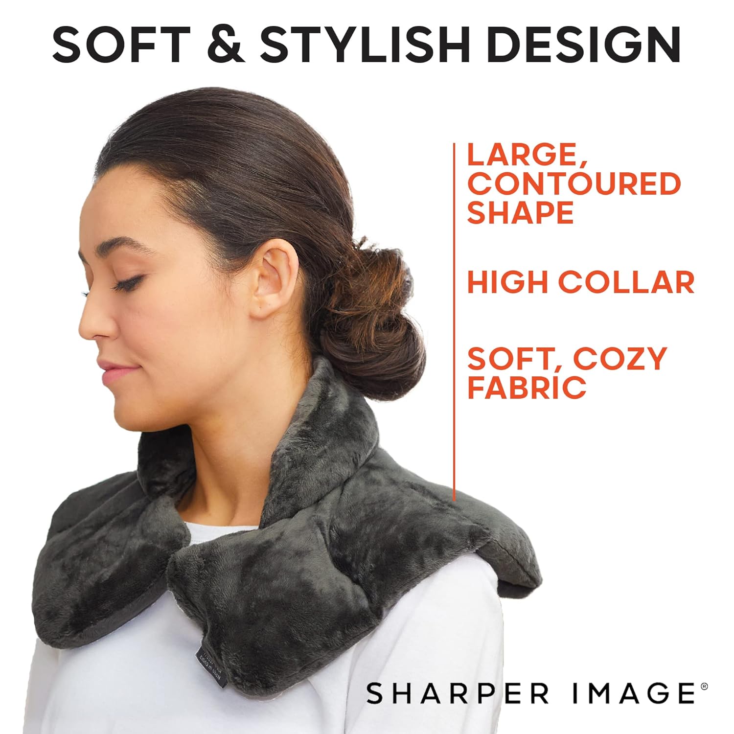 Sharper Image Heated Neck & Shoulder Wrap - Microwavable Warm & Cooling Plush Pad, Scented Aromatherapy (100% Natural Lavender & Herb Spa Blend), Pain Tension Headache Relief Therapy, Gift for Women - Image 5