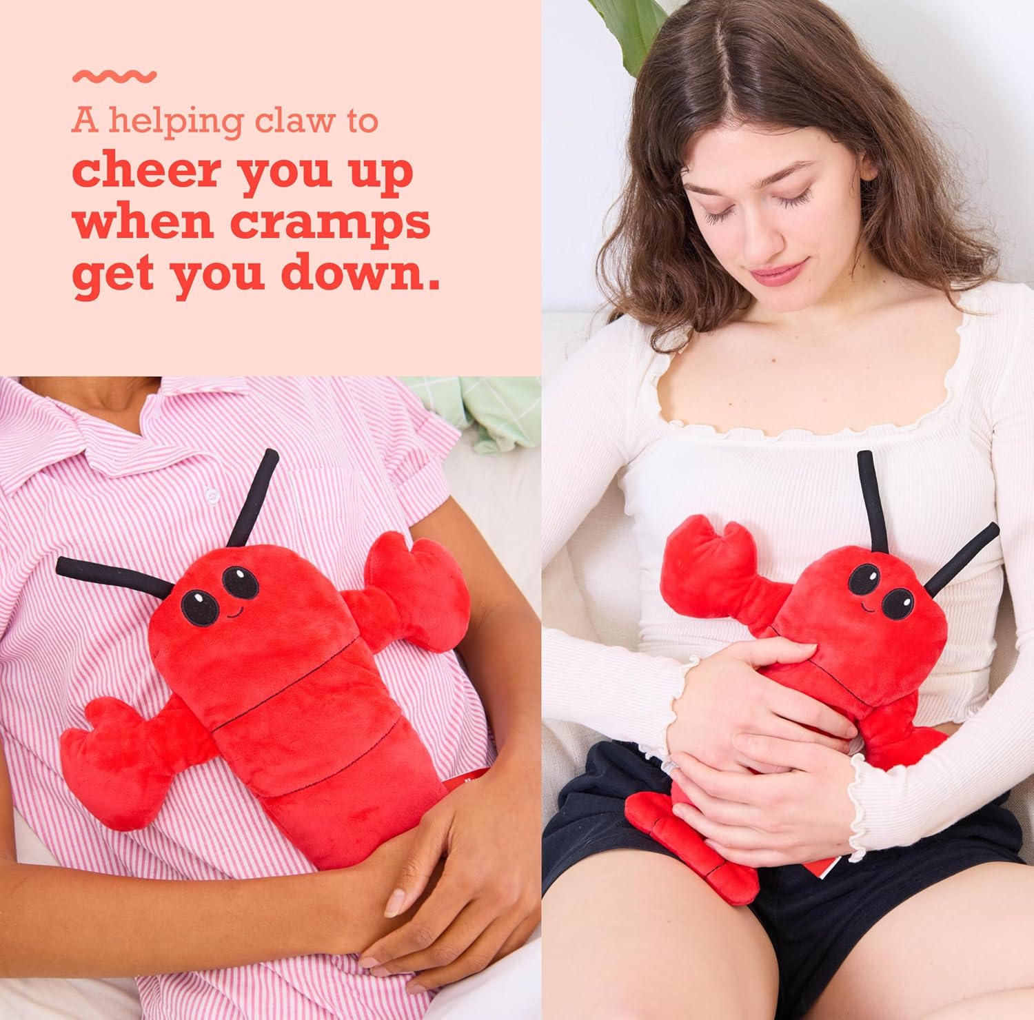 Menstruation Crustacean Lobster by Relatable, Microwavable Heating Pad for Period Cramps, Graduation Gifts, Cuddly Plushies and Lavender Scented Comfort Plush, Includes 1 Lobster Plushy - Image 5