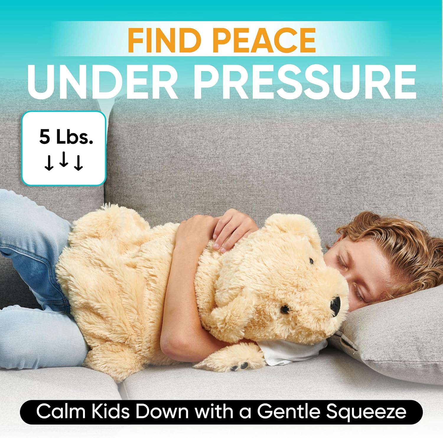 FRIENDLY CUDDLE Weighted Lap Blanket for Kids & Adults – Kids Weighted Blanket – ASD, Sensory Processing Weighted Stuffed Animals Dog Toy – Microwavable Weighted Lap Pad for Kids, 5 Lbs. - Image 8