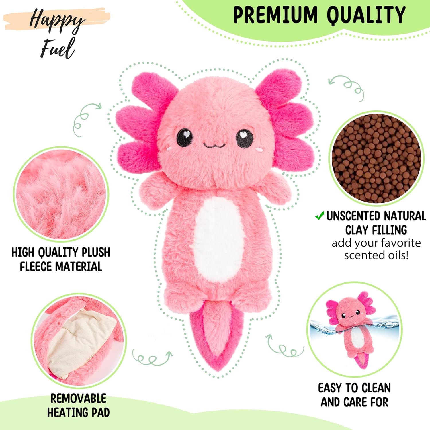 Axolotl Microwavable Unscented Heating Pad for Women and Kids- Cute Soft Cozy Pillow Plush Heatable Warm Stuffed Animals - Kawaii Hot and Cold Plushie Food Toy - Axolotl Gifts for Girls and Boys - Image 3