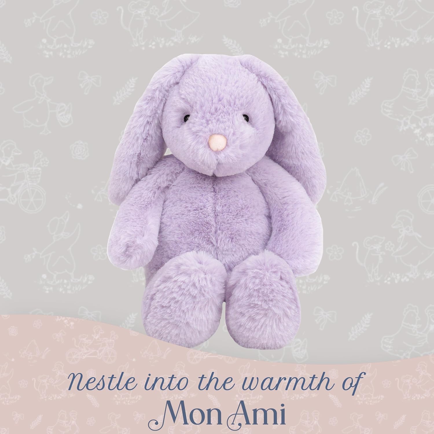 MON AMI Heather Bunny 13-Inch Stuffed Animal for Girls | Lavender Rabbit Plush Toy | Cozy Playtime Companion | Nursery & Bedroom Décor | Plush Gift for All Ages - Image 4