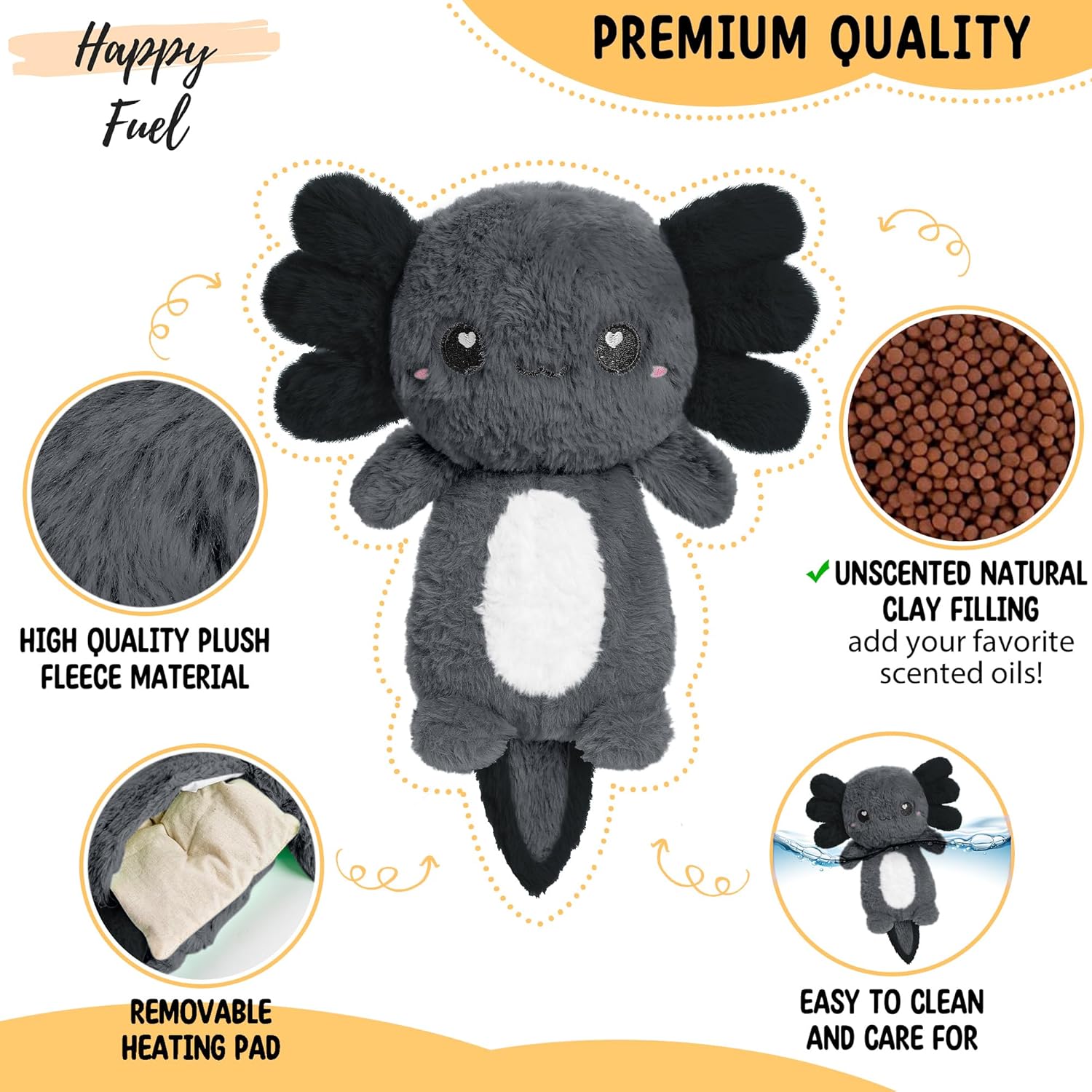 Axolotl Microwavable Unscented Heating Pad for Women and Kids- Cute Soft Cozy Pillow Plush Heatable Warm Stuffed Animals - Kawaii Hot and Cold Plushie Food Toy - Axolotl Gifts for Girls and Boys - Image 3
