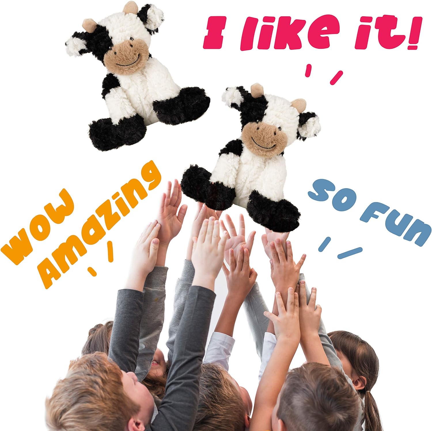 Hopearl Adorable Plush Cow Toy Floppy Dairy Cattle Soft Stuffed Animal Cute Birthday Gifts for Boys Girls Kids Toddlers, 9'' - Image 8