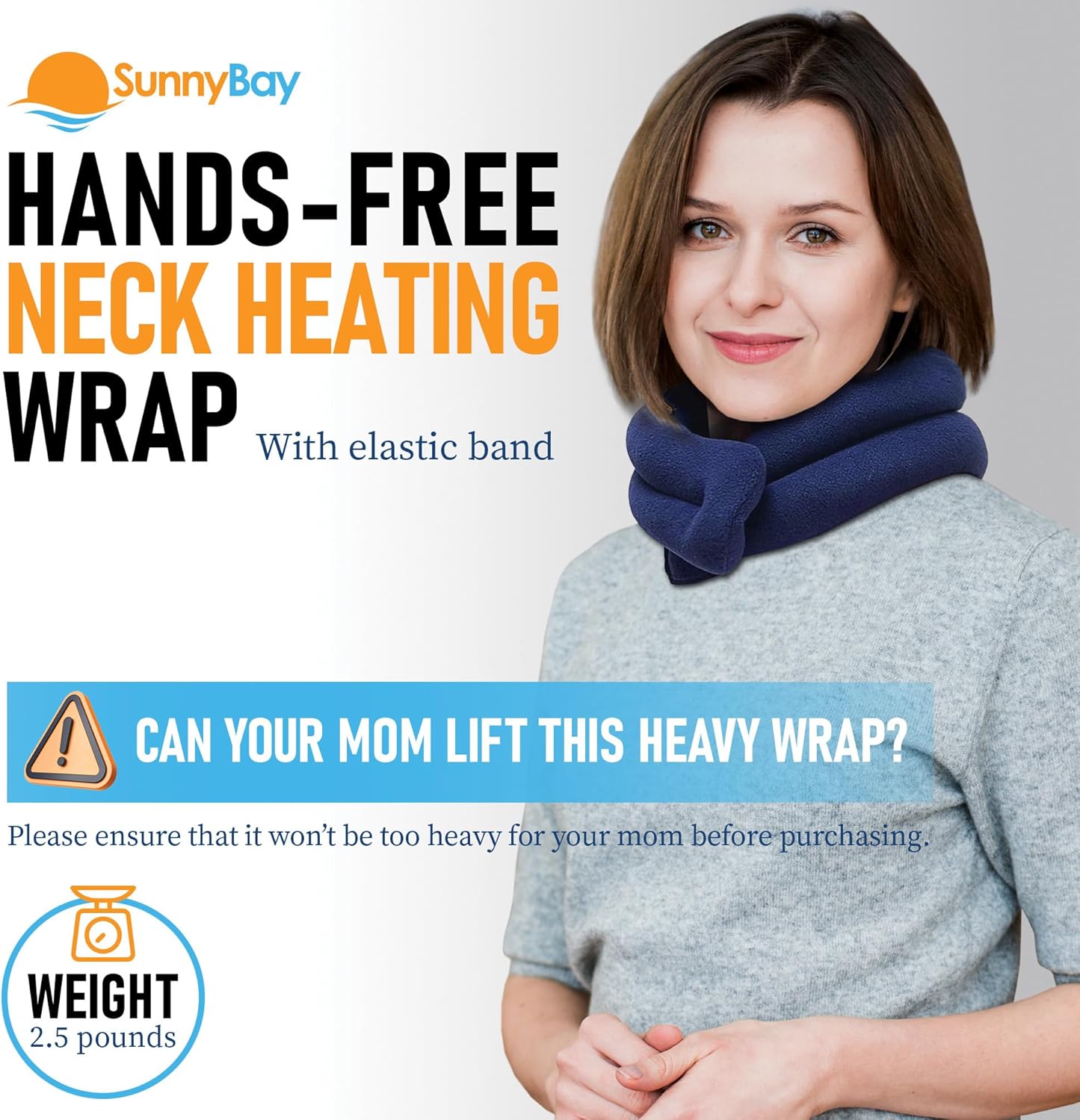 SunnyBay Microwave Heating Pad, Microwavable Cold or Heated Neck and Shoulder Wrap, Moist and Weighted Hands-Free Beanbag Pack with Wide Neck Coverage 26 Inches Long-Length Cotton, Navy Blue - Image 3