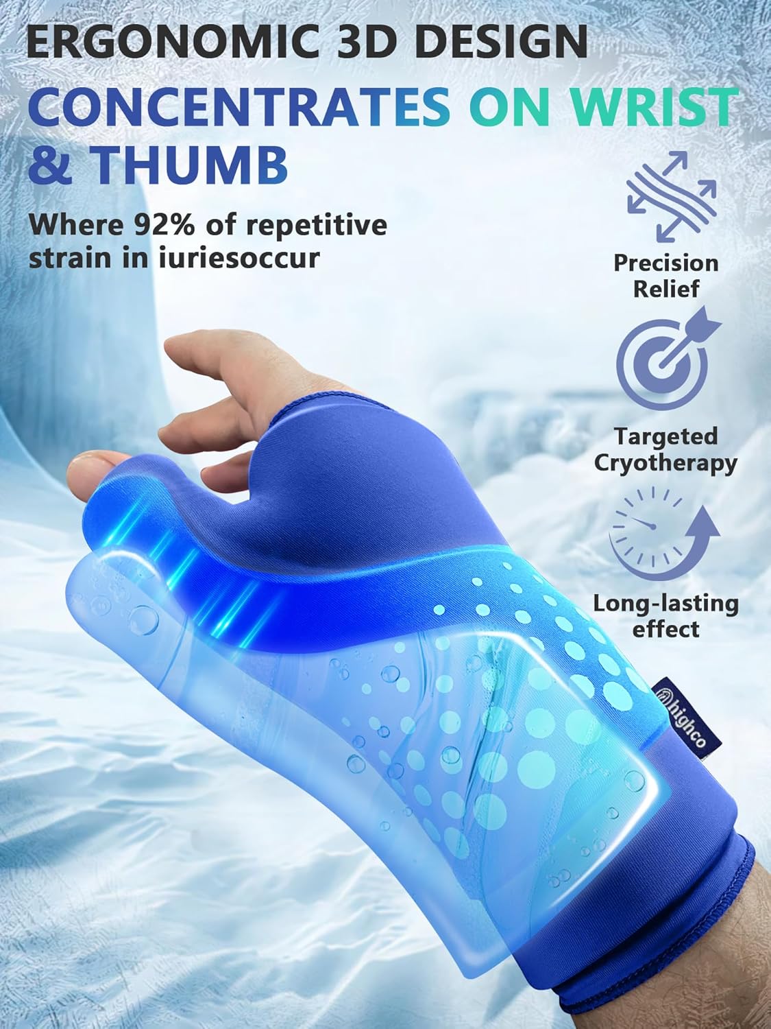 Wrist & Thumb Ice Pack Wrap -Cold & Hot Therapy Thickened Ice Gel- Hand Ice Pack & Ice Glove for Arthritis,Carpal Tunnel Relief, Tendonitis,Injuries & Recovery-Fits Men and Women - Image 2